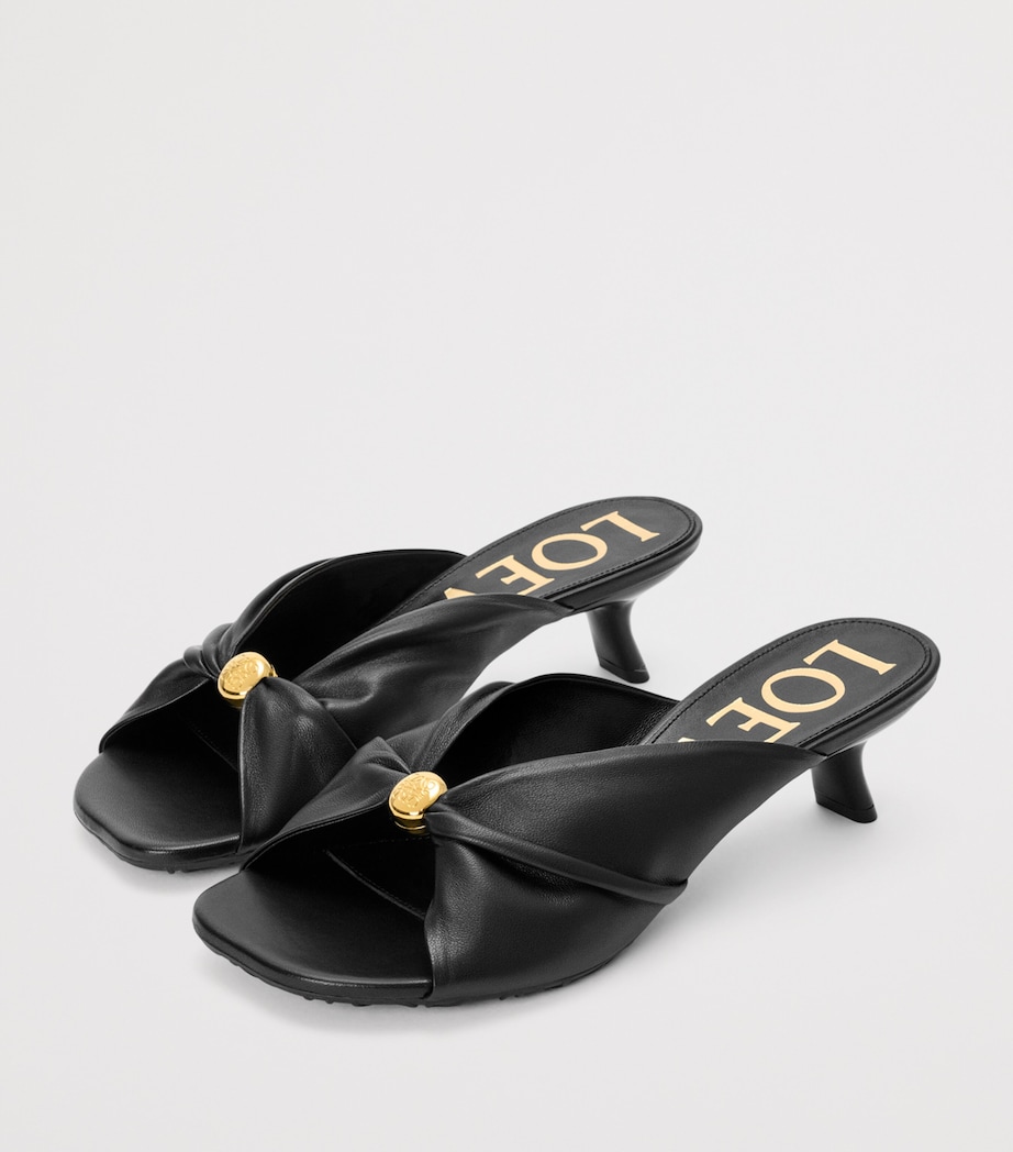 LOEWE x Paula's Ibiza Leather Pebble Heeled Mules 45 Black Image 3