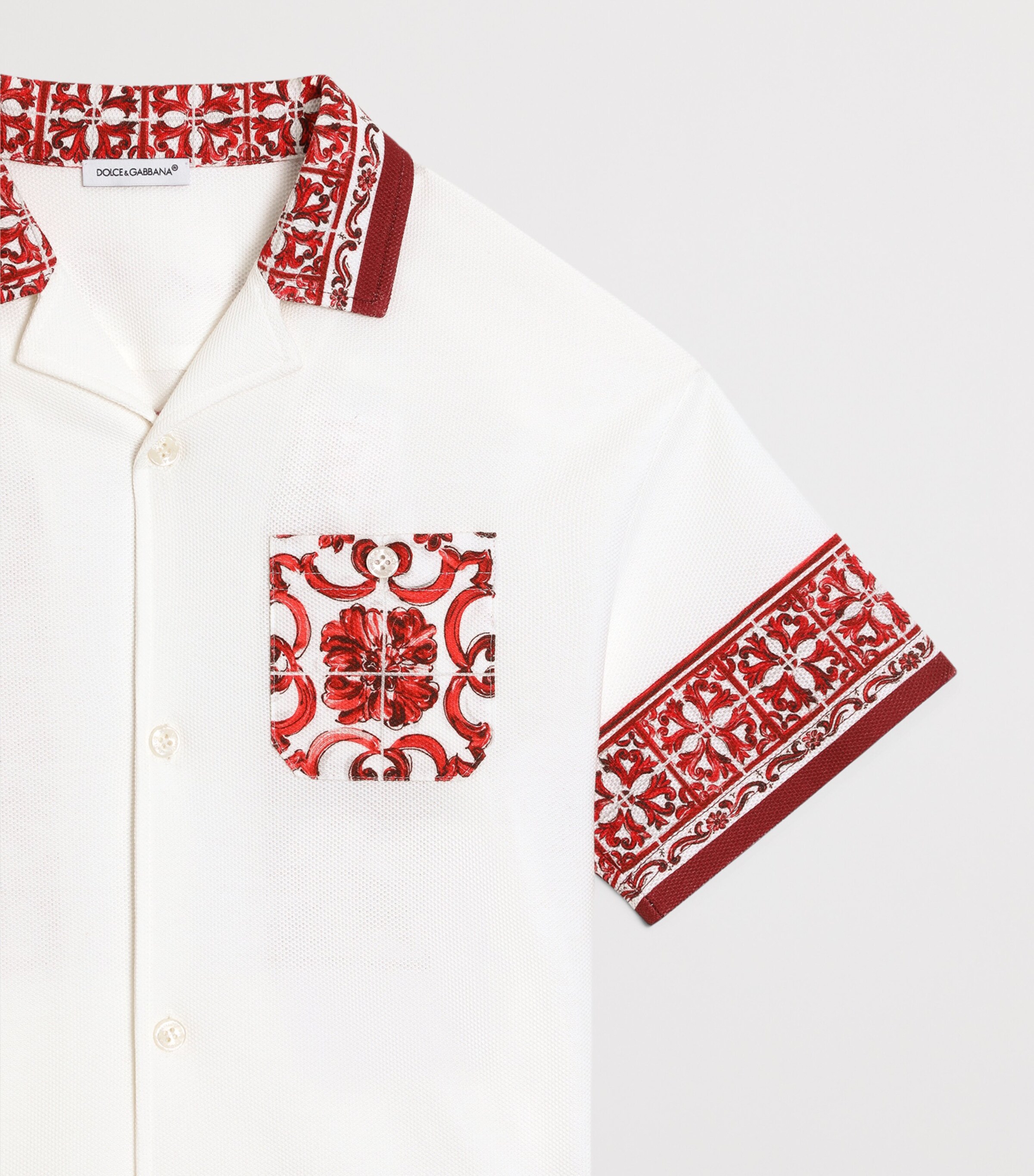 Dolce&Gabbana Kids Double Piqué Majolica Print Shirt (8-14 Years) Maiolica Ru Image 3