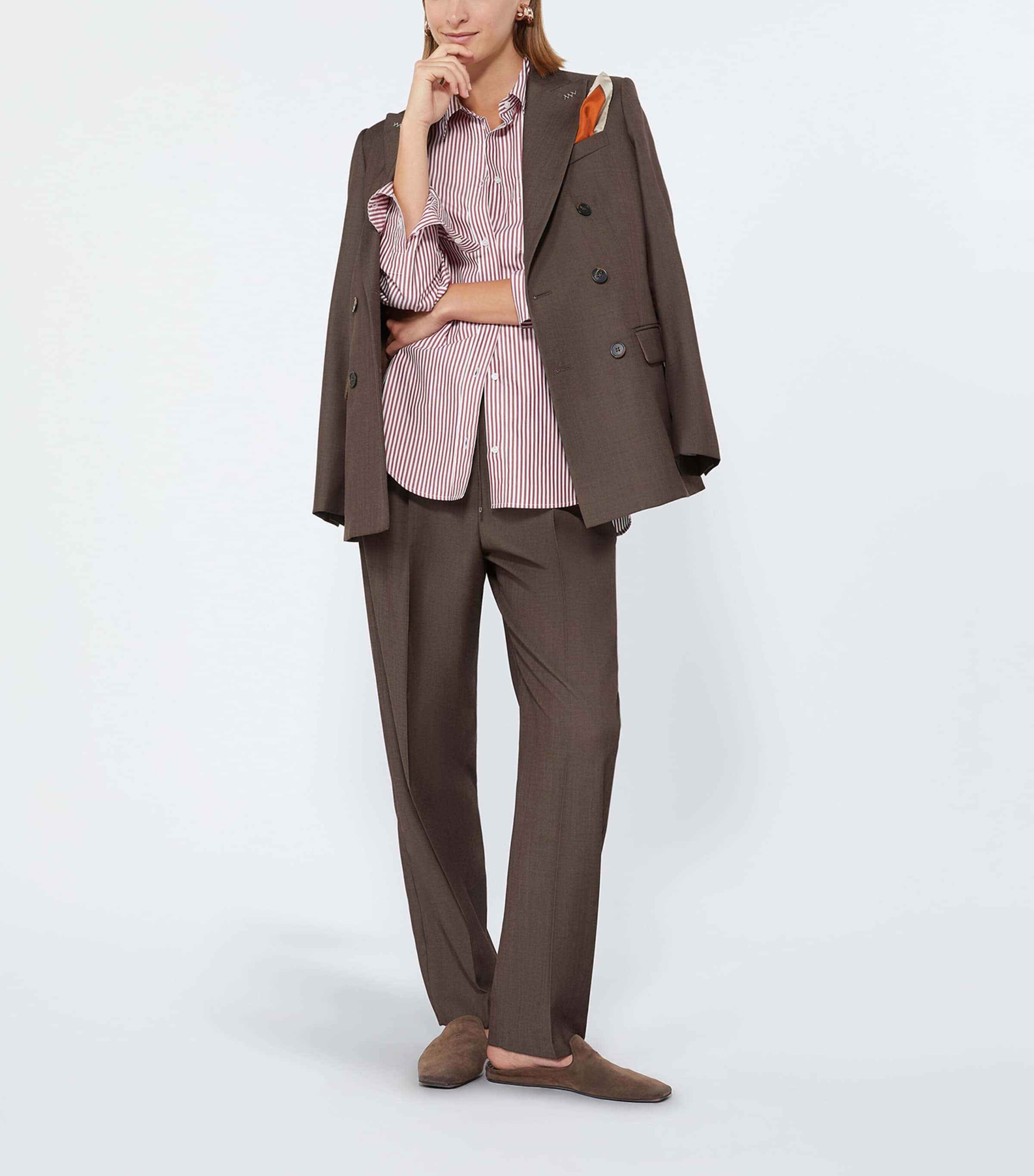 Max Mara Womens Wool Gabardine Drawstring Trousers Tobacco Image 2