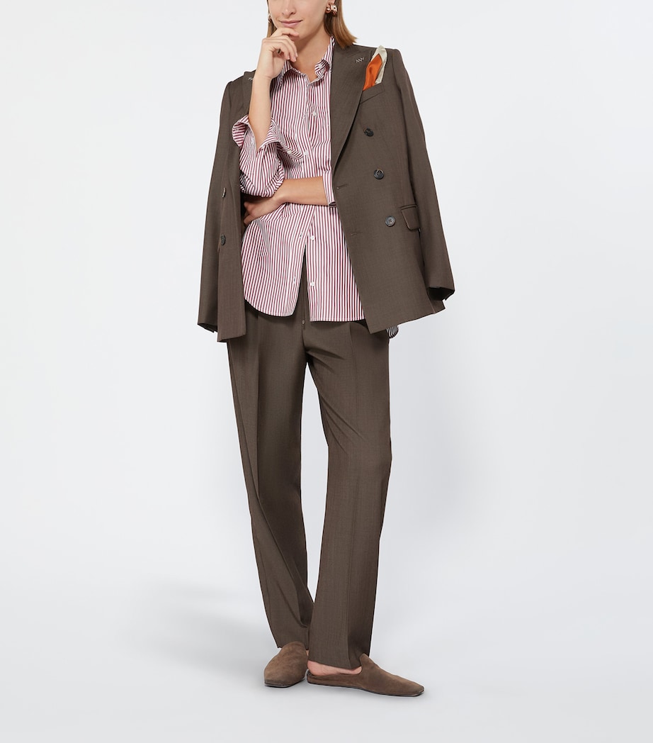 Max Mara Womens Wool Gabardine Drawstring Trousers Tobacco Image 2