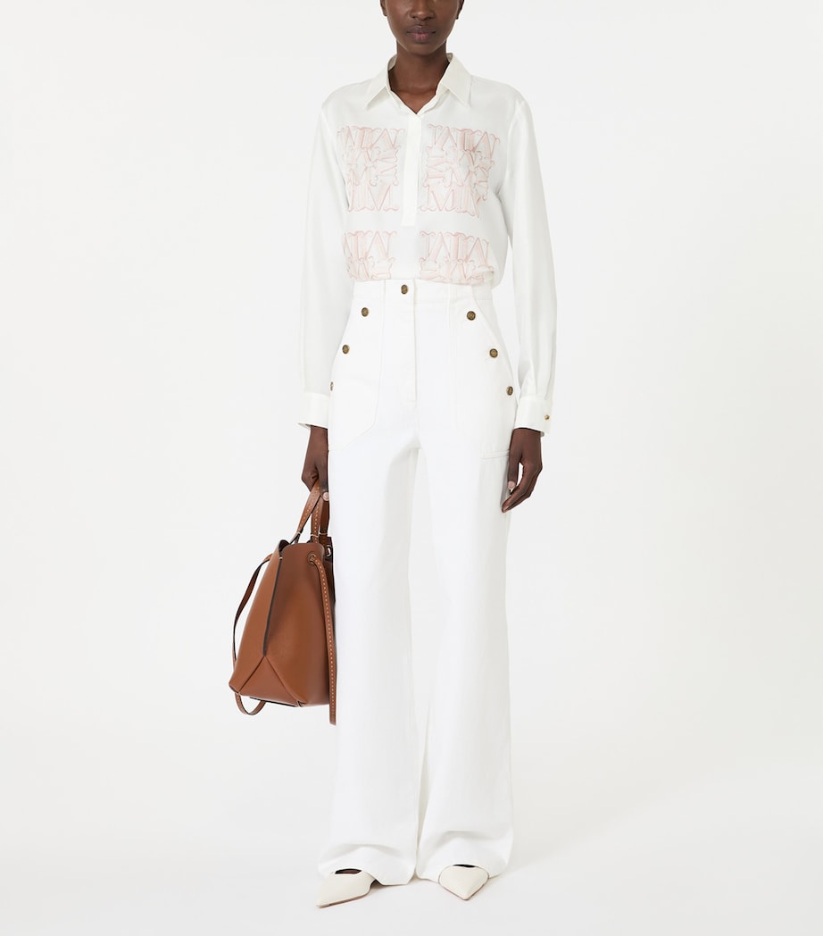 Max Mara Womens Silk Monogram Shirt Powder Image 2