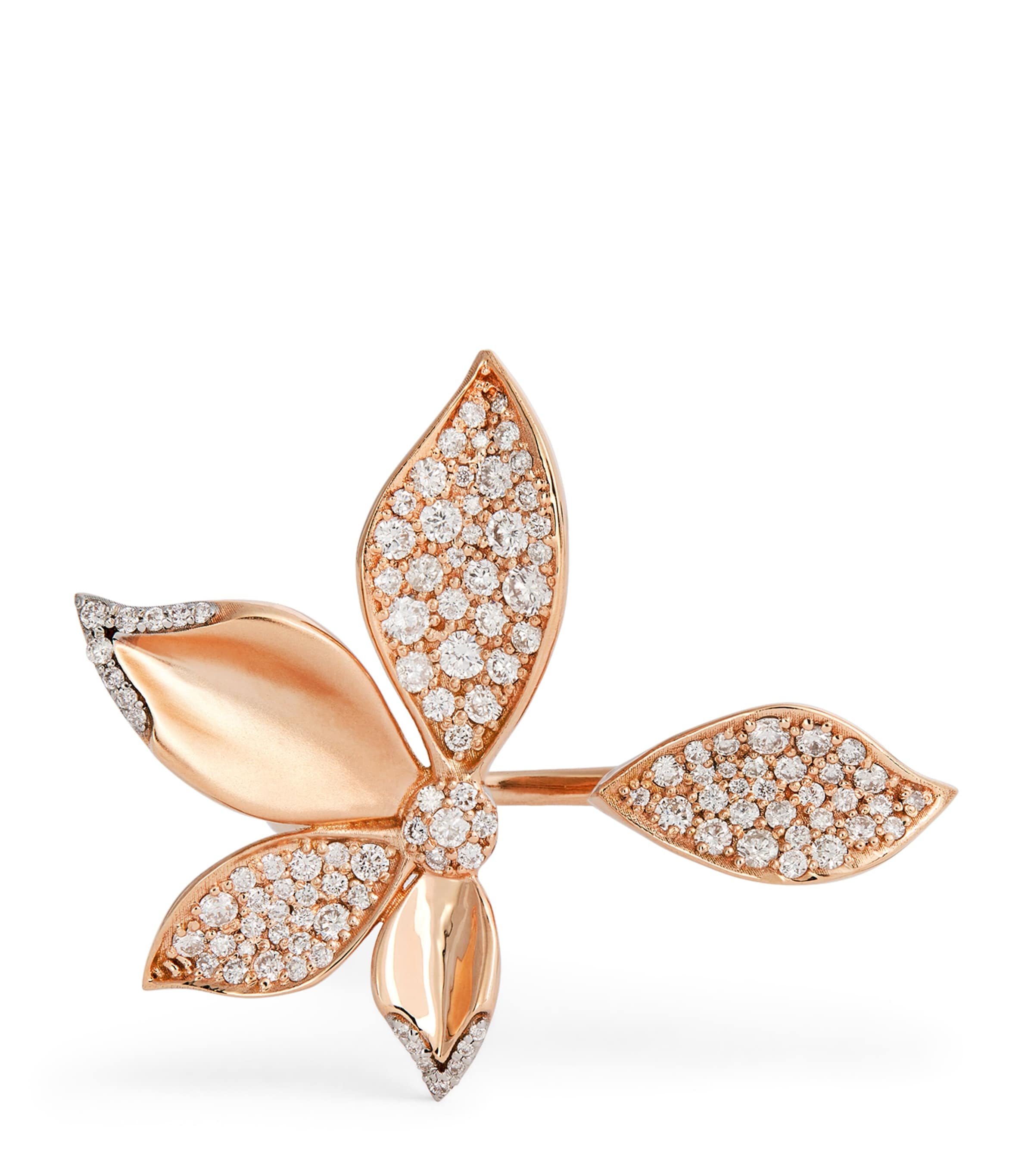 Bee Goddess Rose Gold And Diamond Apple Seed Ring In Rose Gold