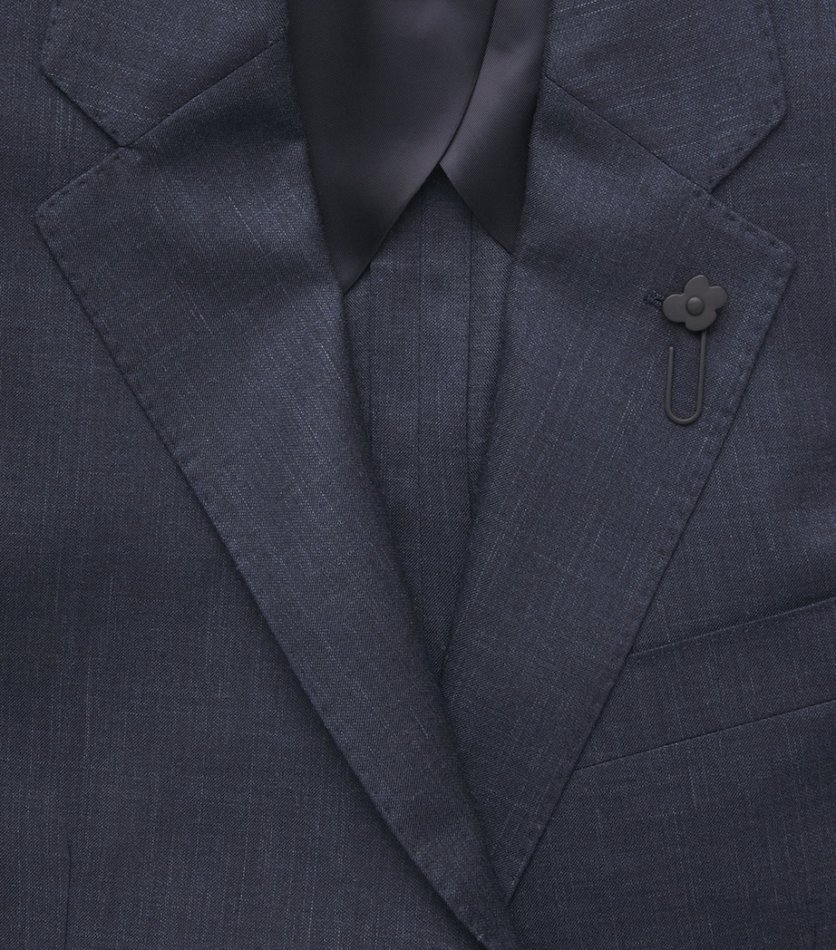 Lardini Mens Virgin Wool-Blend Blazer Navy Image 6
