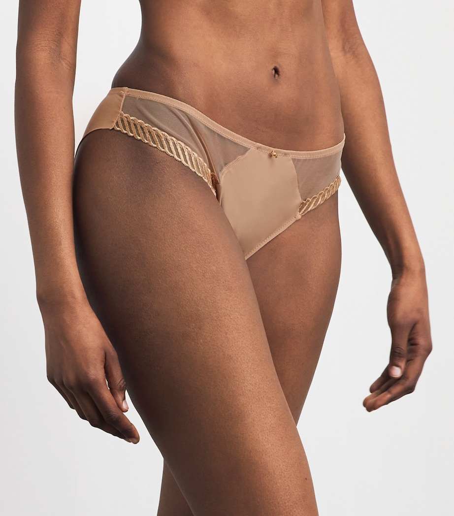 Aubade Womens Sheer Emotion Brazilian Briefs Sand Image 2