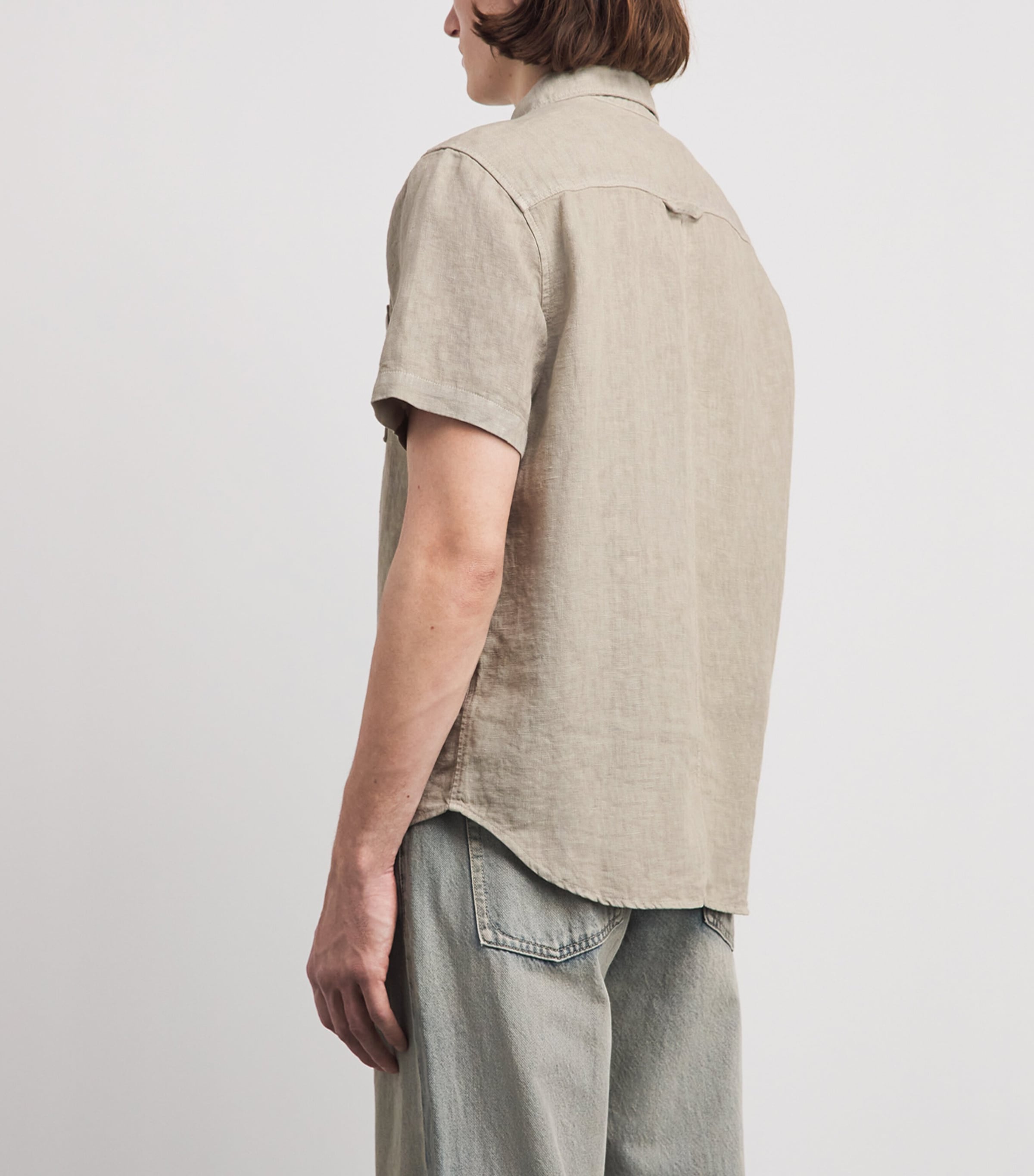 Citizens of Humanity Mens Linen Short-Sleeve Cairo Shirt Wheat Image 5