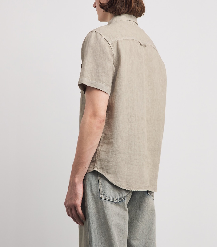 Citizens of Humanity Mens Linen Short-Sleeve Cairo Shirt Wheat Image 5