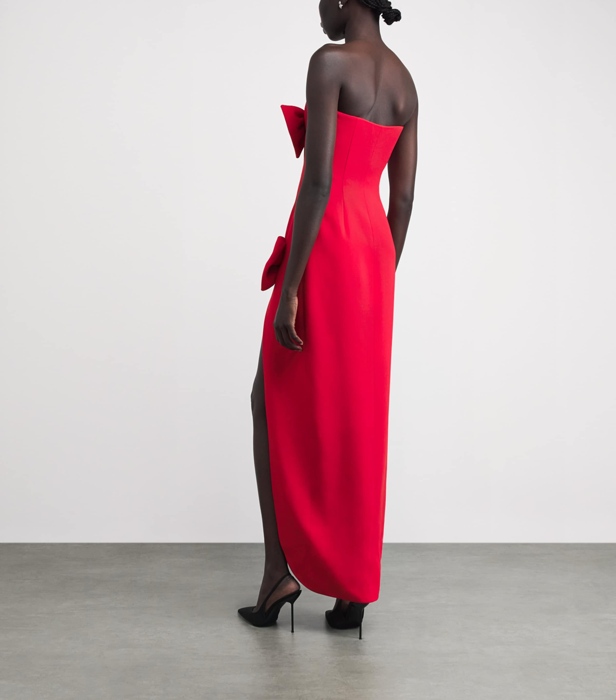 Alessandra Rich Womens Cady Strapless Bow Maxi Dress Red Image 3