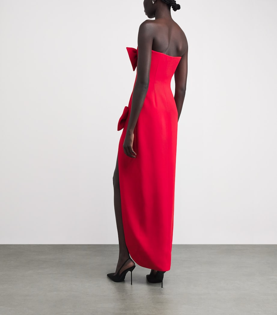 Alessandra Rich Womens Cady Strapless Bow Maxi Dress Red Image 3