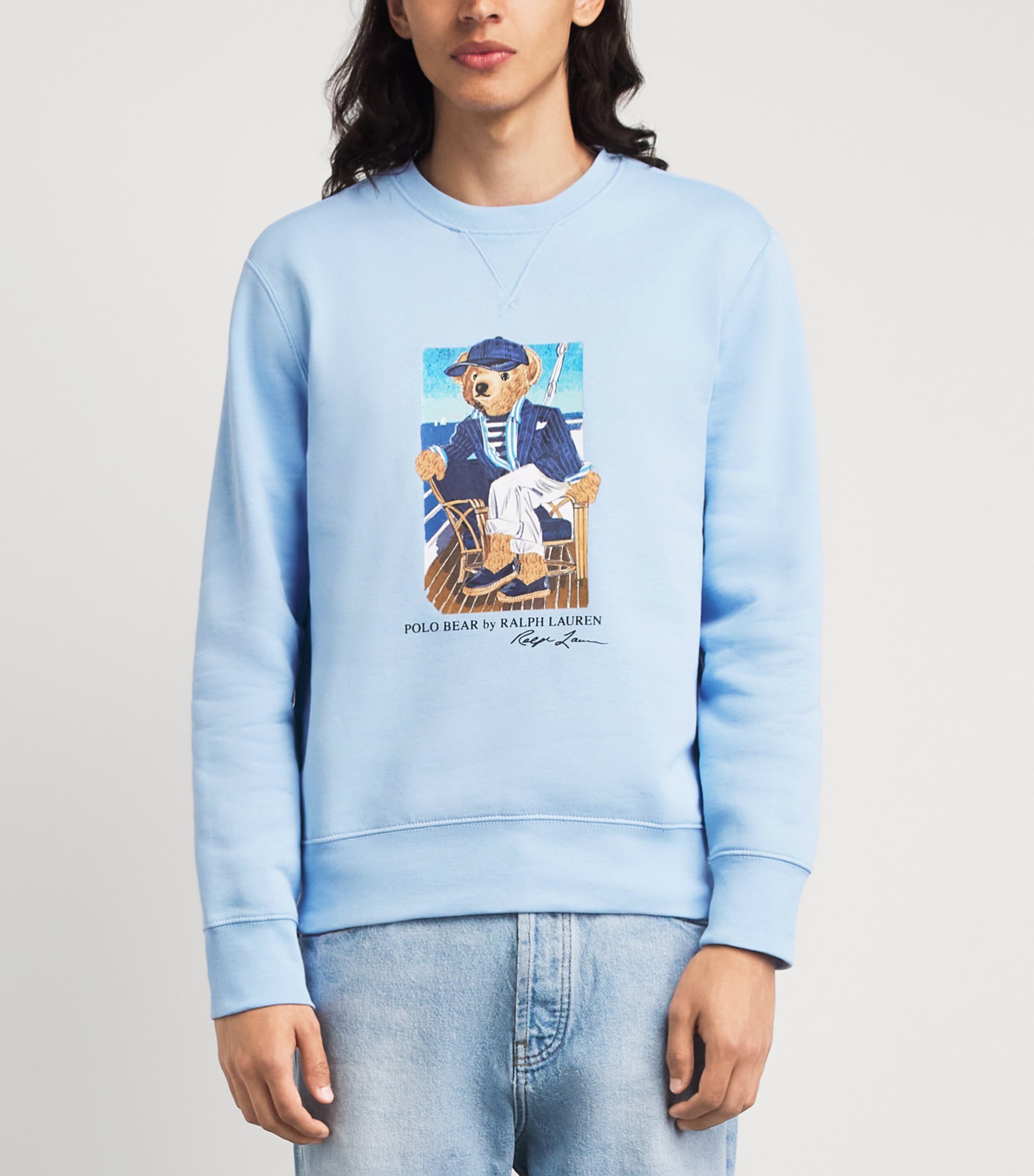 Polo Ralph Lauren Mens Stretch-Cotton Polo Bear Sweatshirt Nport Br Office Blue Image 4