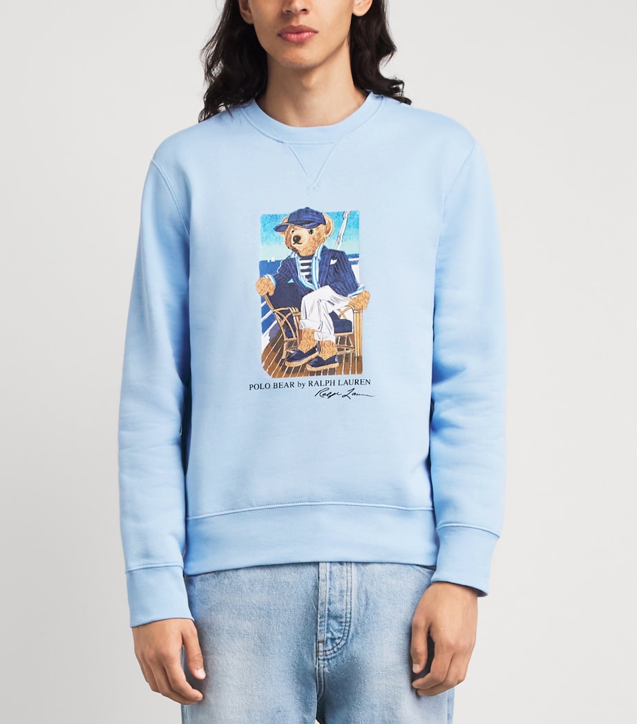 Polo Ralph Lauren Mens Stretch-Cotton Polo Bear Sweatshirt Nport Br Office Blue Image 4