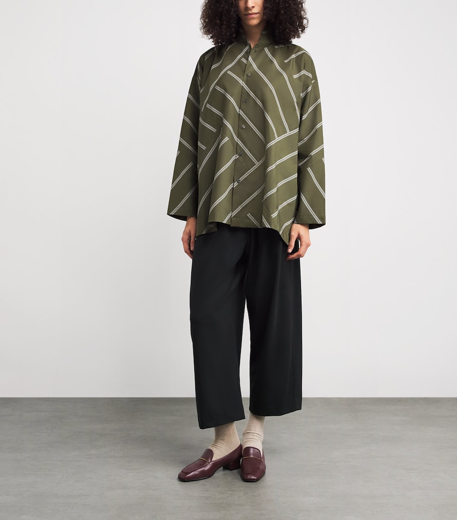 Slim Double Stand-Collar Shirt OLIVE Image 2