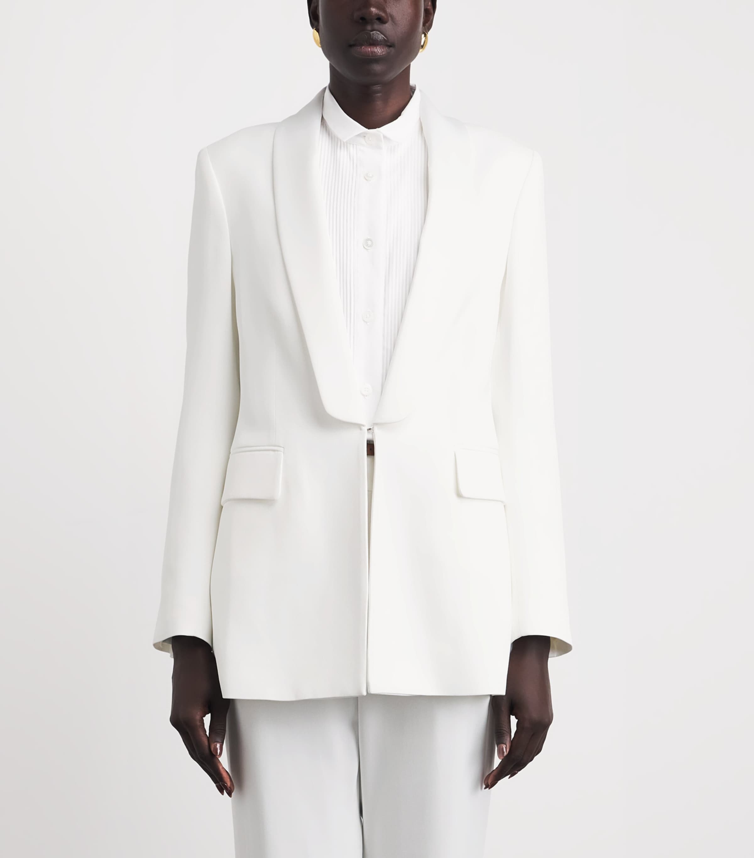 Eleventy Womens Twill Tuxedo Jacket Bianco Image 4