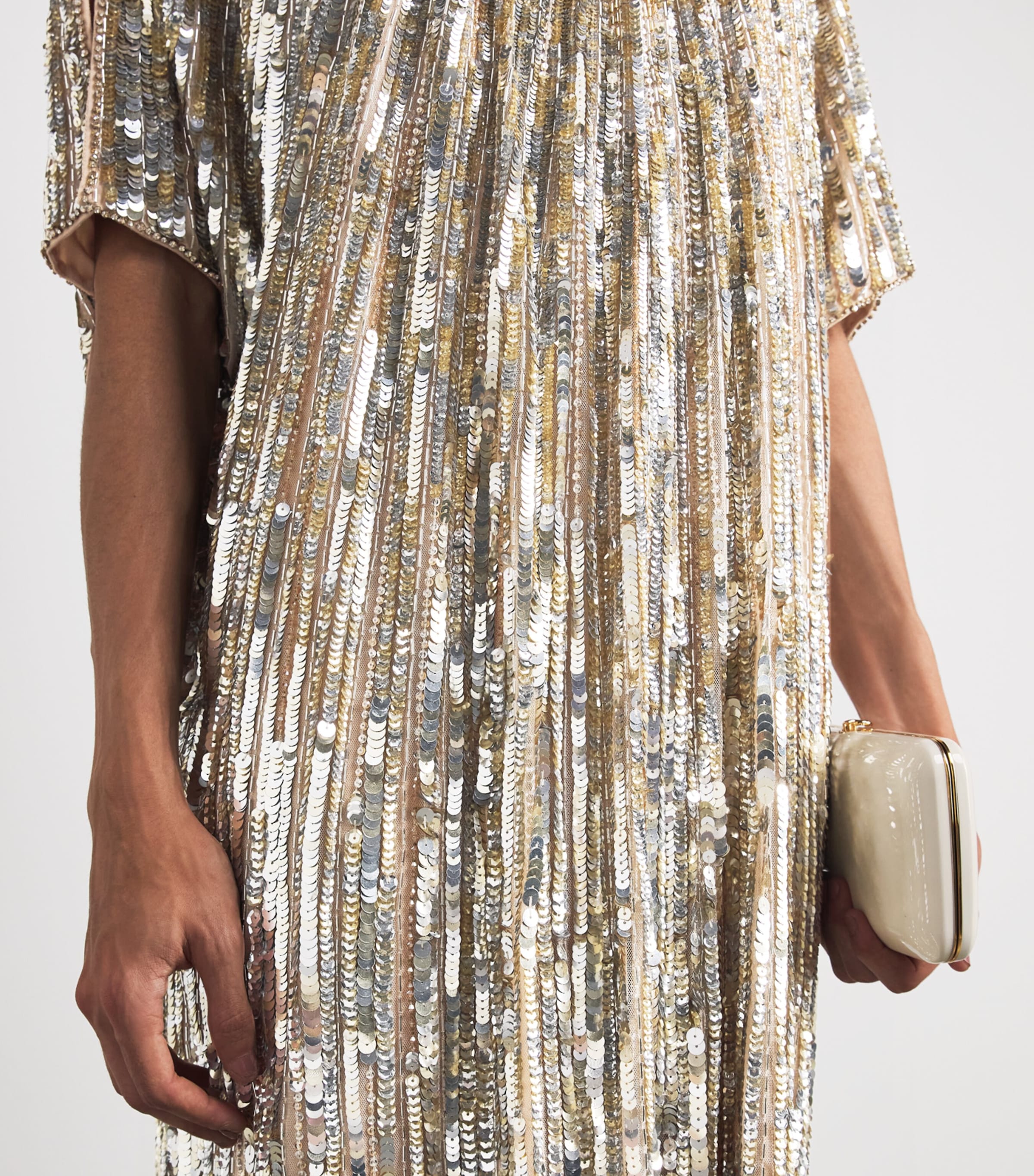 Jenny Packham Womens Embellished Desert Blossom Maxi Dress Illusion Image 3