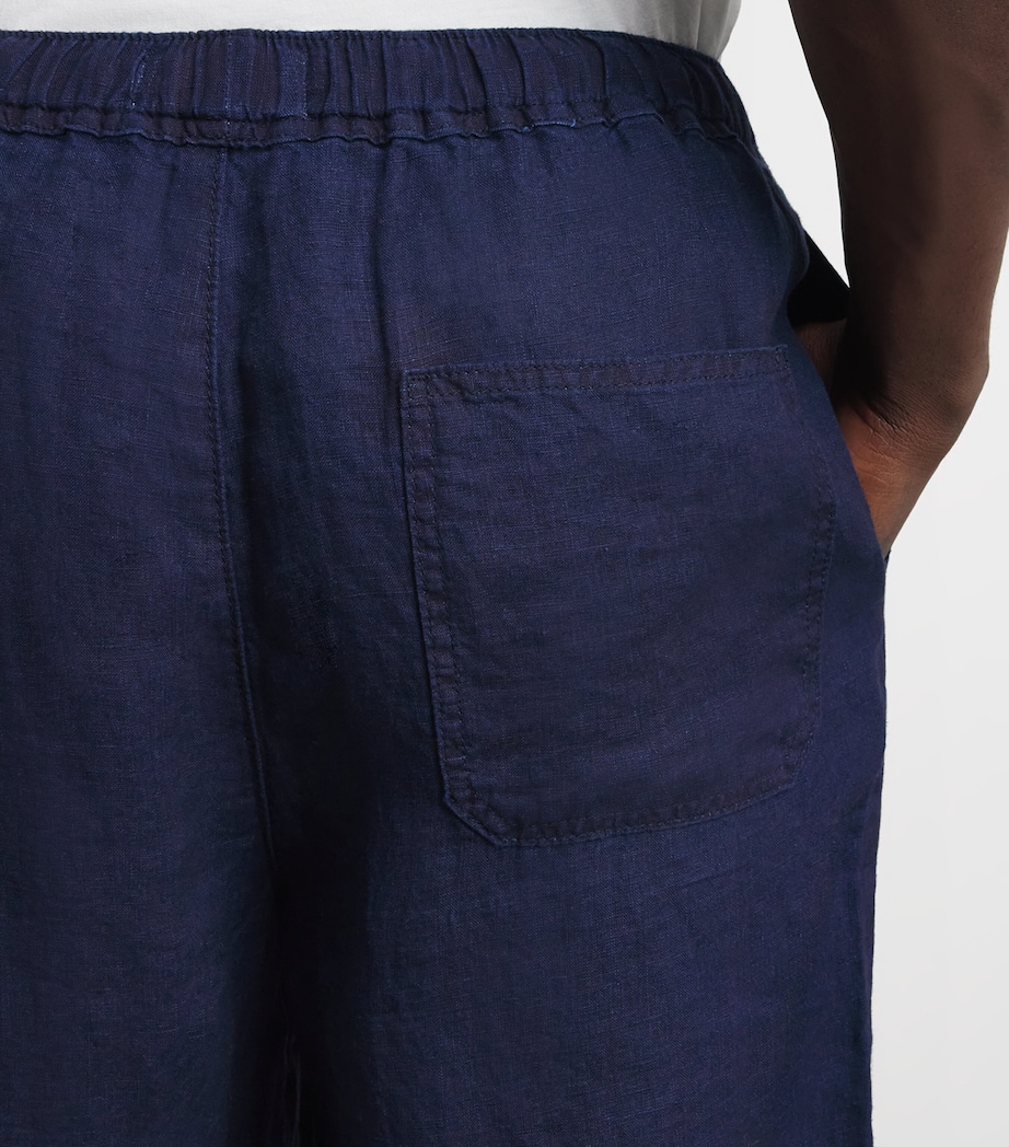 FRAME Mens Linen Drawstring Trousers Rins Image 3
