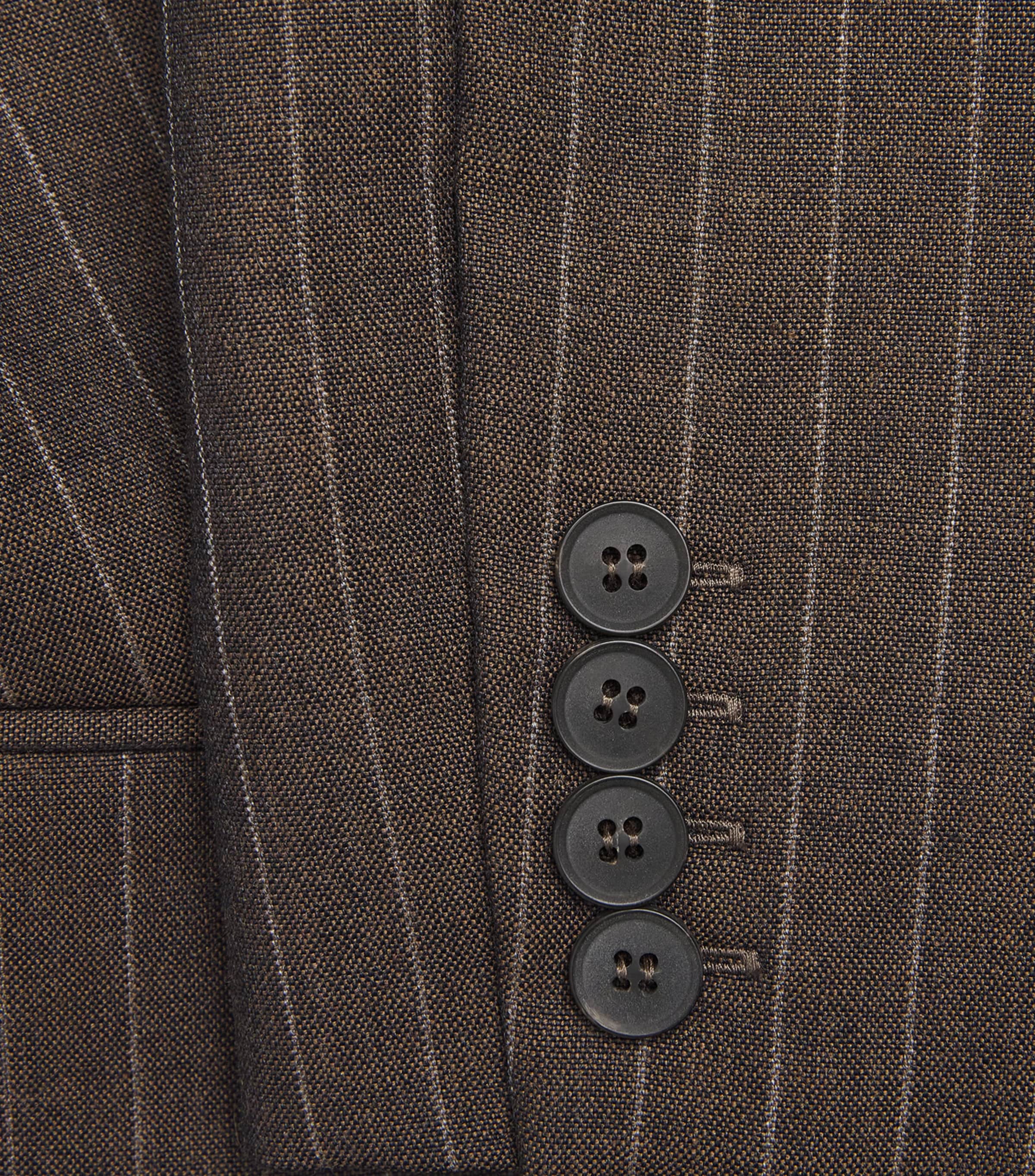 Laura Pitharas Brown Wool Pinstripe Wrap Blazer | Harrods NL