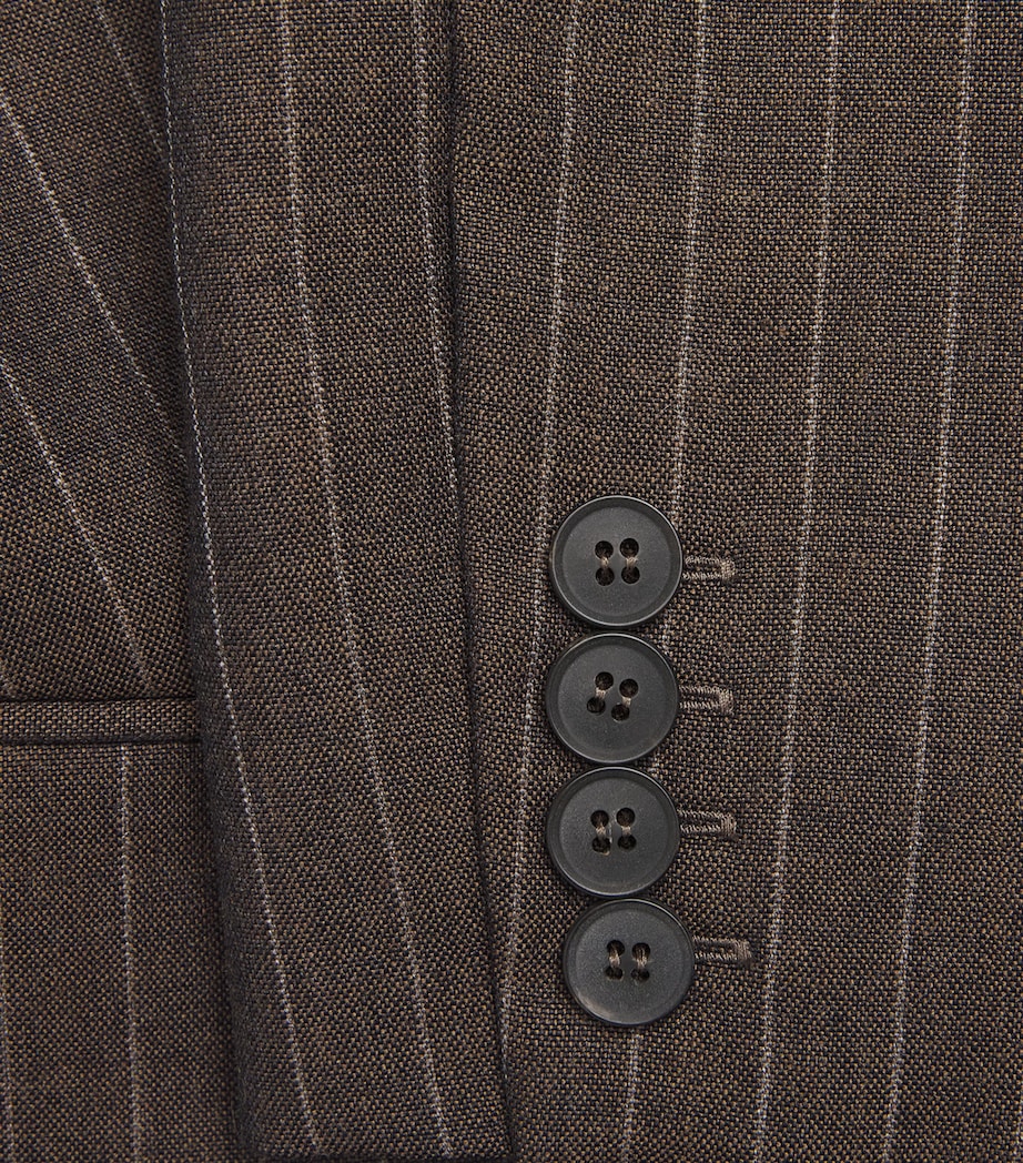 Laura Pitharas Brown Wool Pinstripe Wrap Blazer | Harrods NL