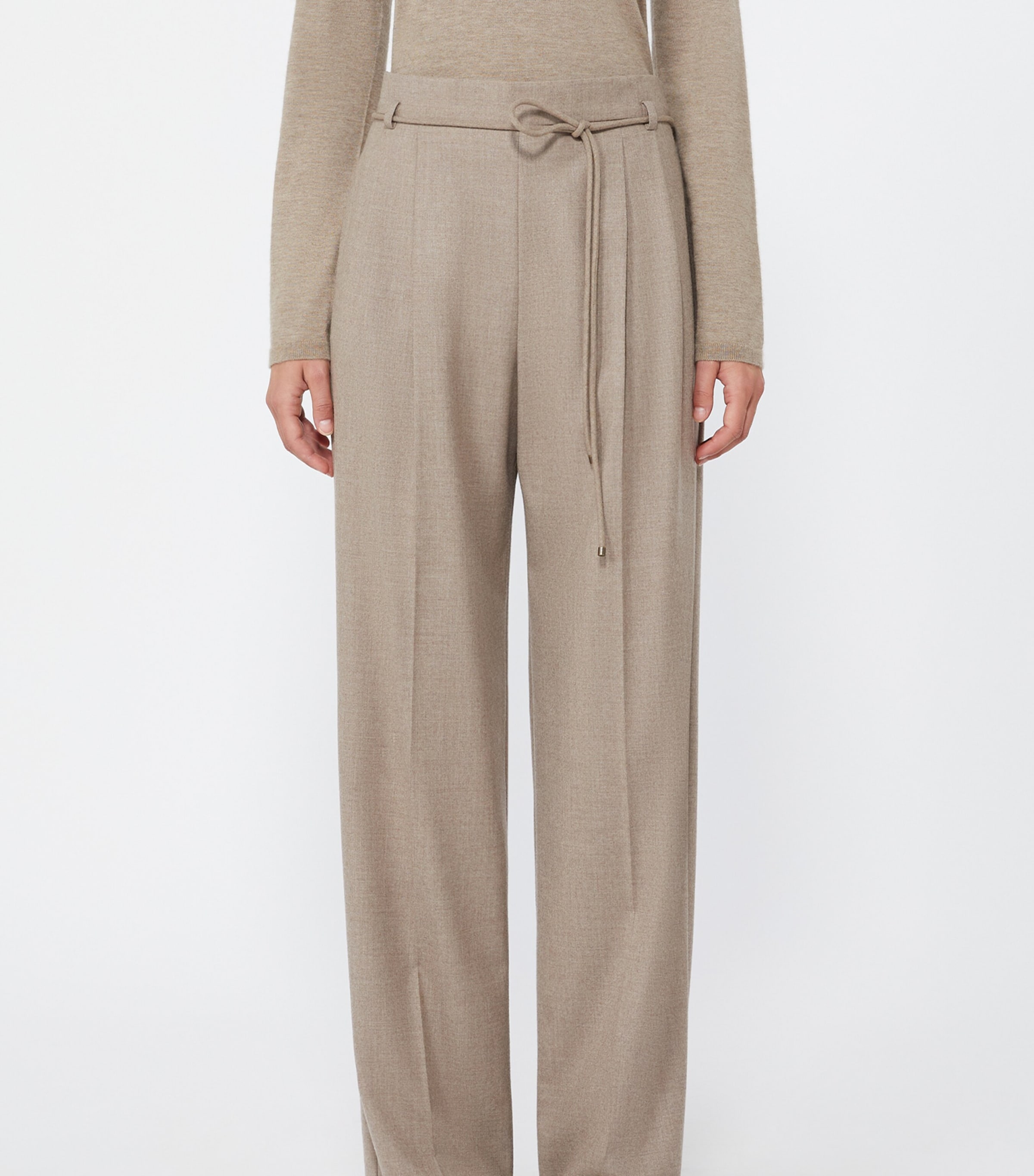 Max Mara Womens Stretch-Cashmere String-Belt Trousers Sand Image 2