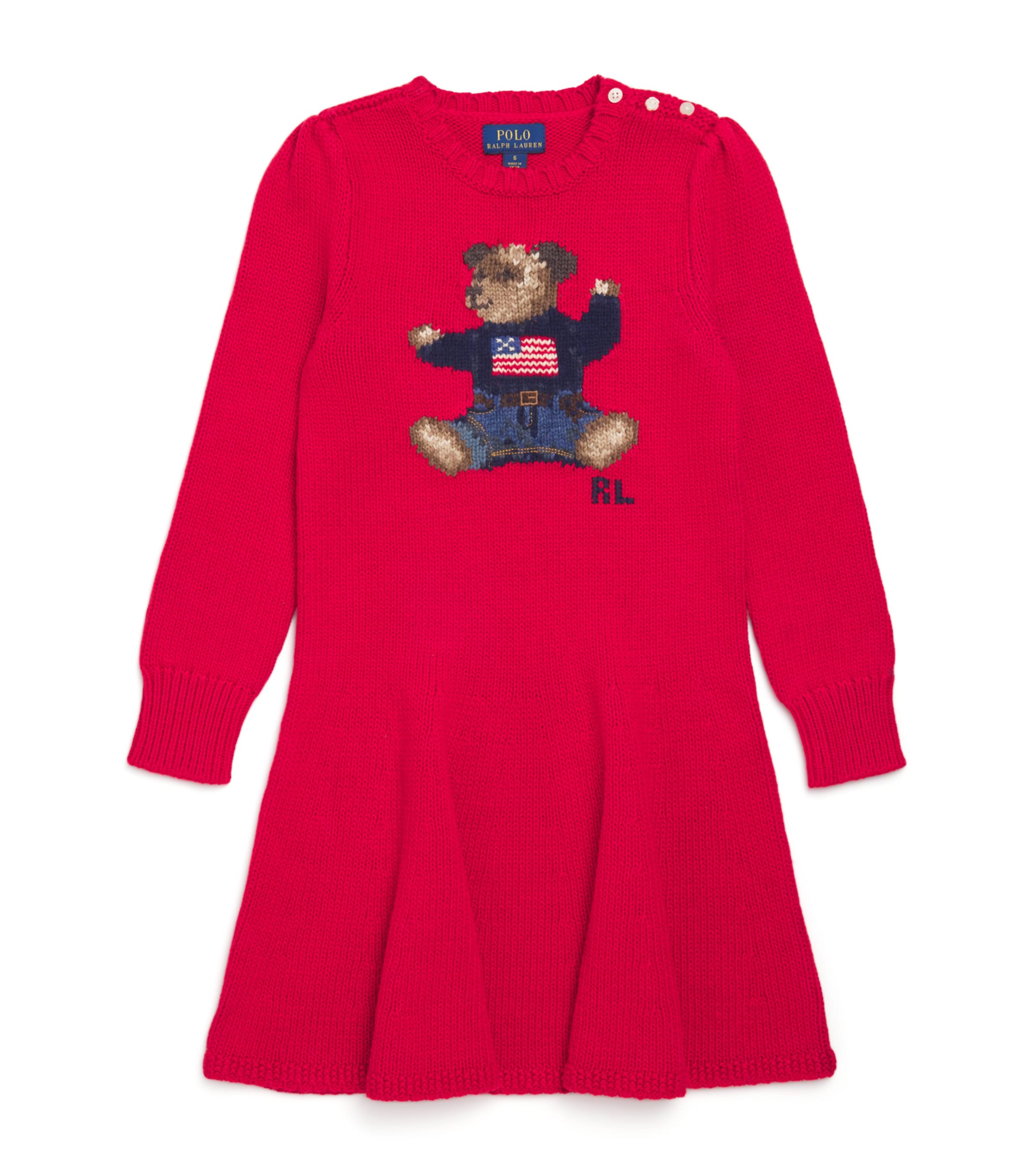 Ralph Lauren Kids Polo Bear Sweater Dress (2-6 Years) Ralph Red Image 1