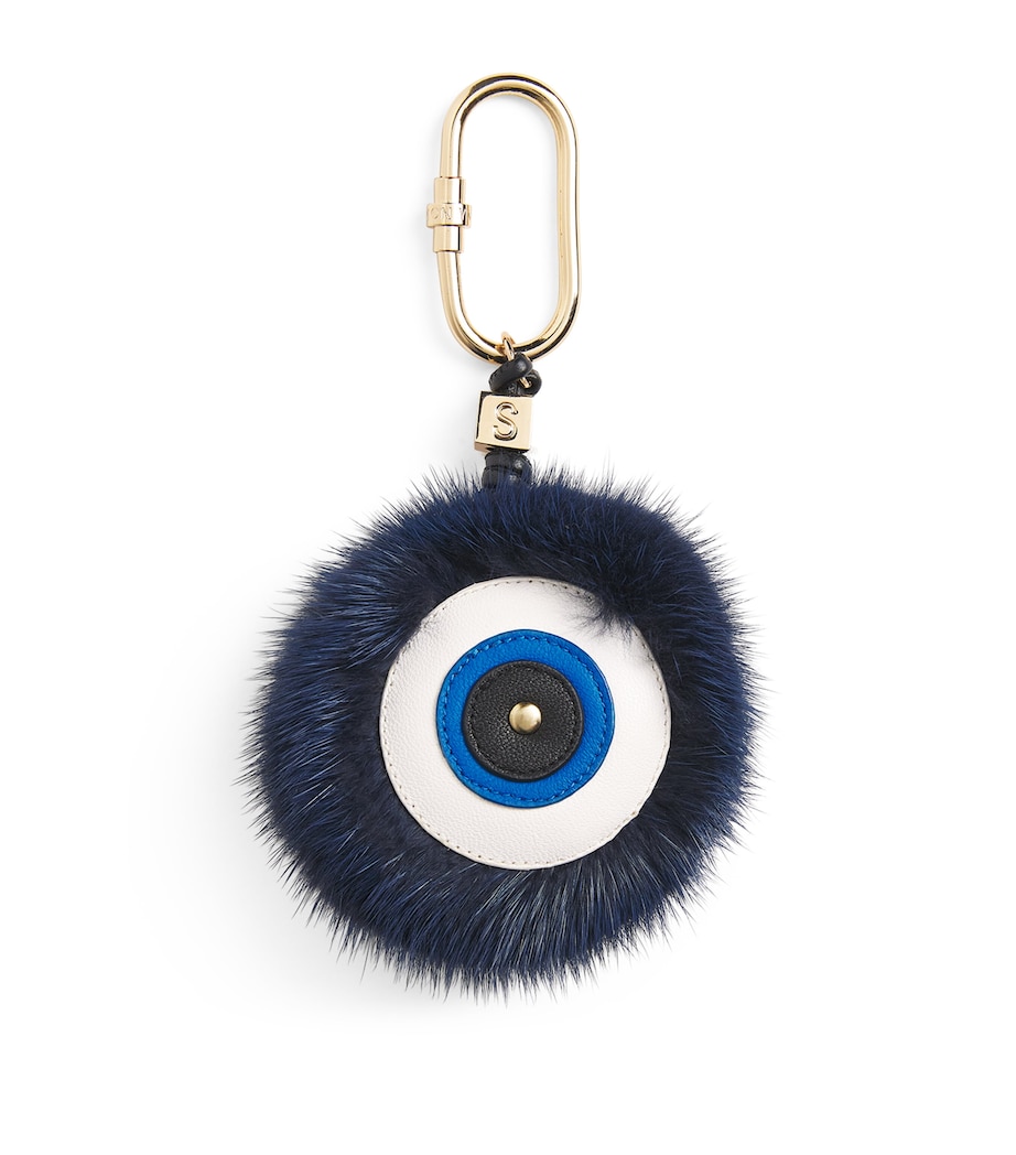 Leather-Mink Evil Eye Keyring B3244 Image 1