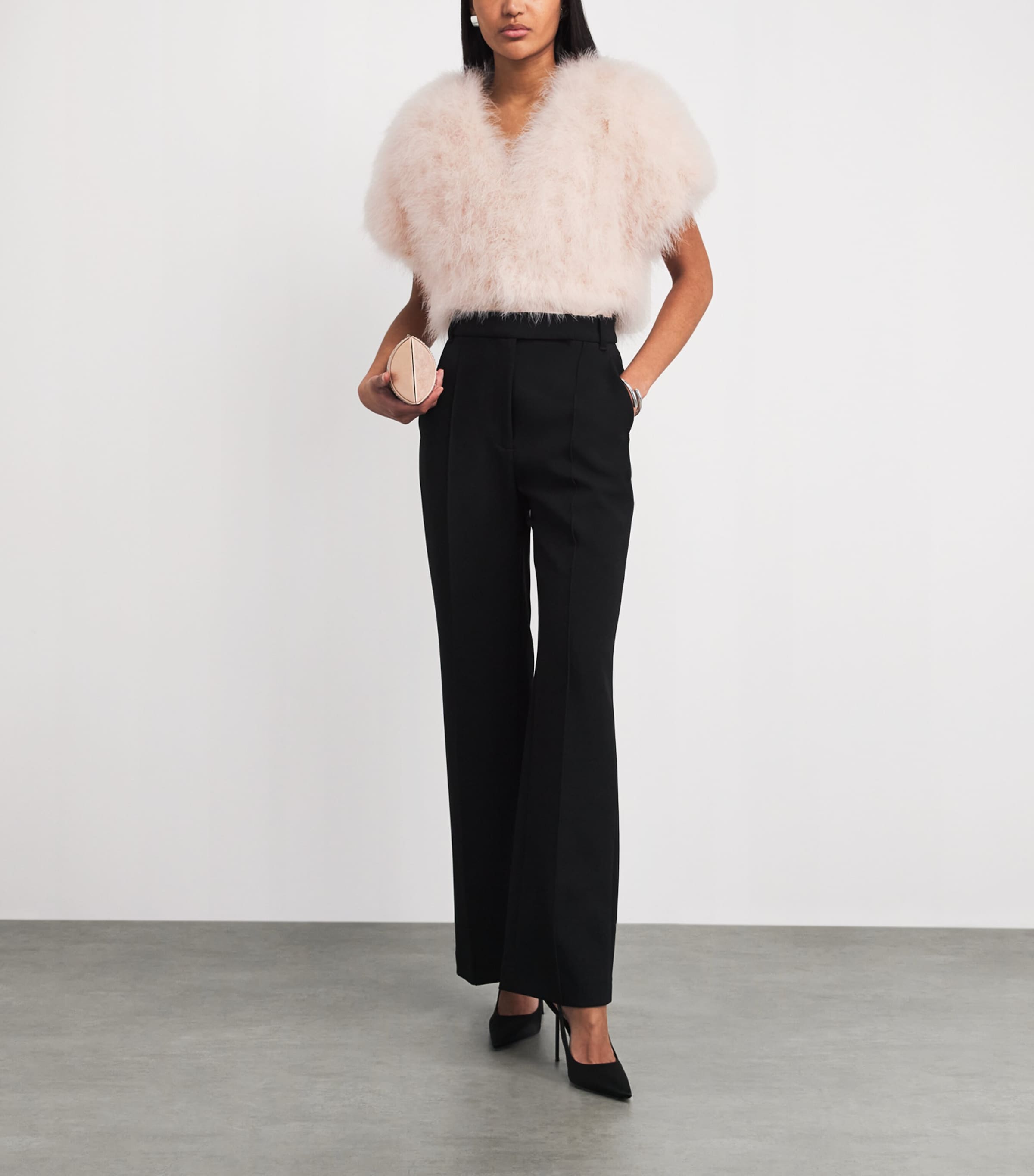 Yves Salomon Womens Feather Cropped Cape Image 2