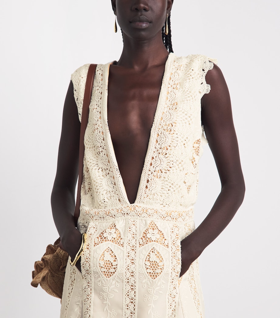 Johanna Ortiz Womens Crochet Grace in the Open Fields Maxi Dress Ecru Image 3