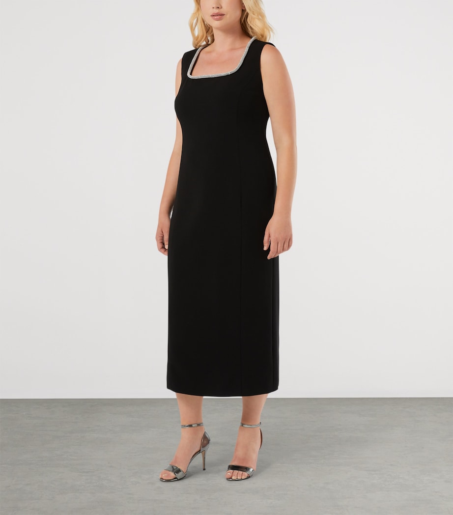Marina Rinaldi Womens Embellished Square-Neck Midi Dress Black Image 2