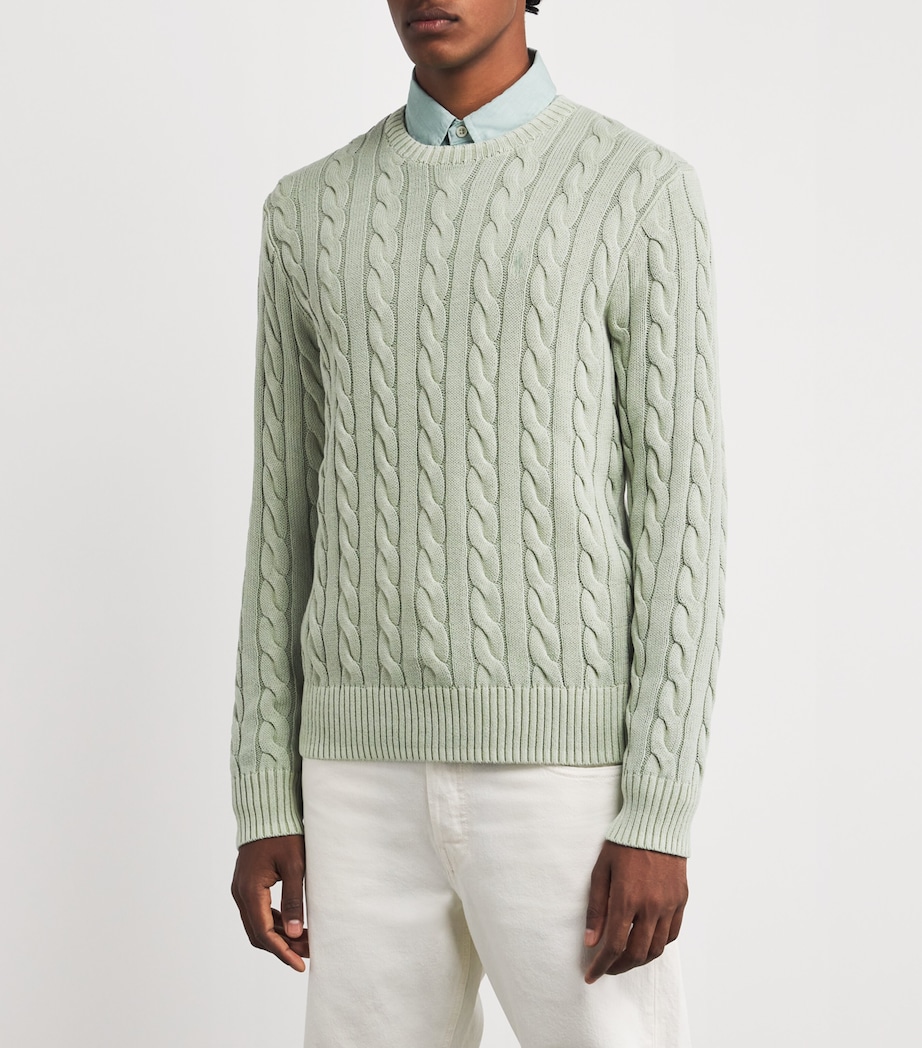 Cotton Cable-Knit Sweater GREEN Image 3