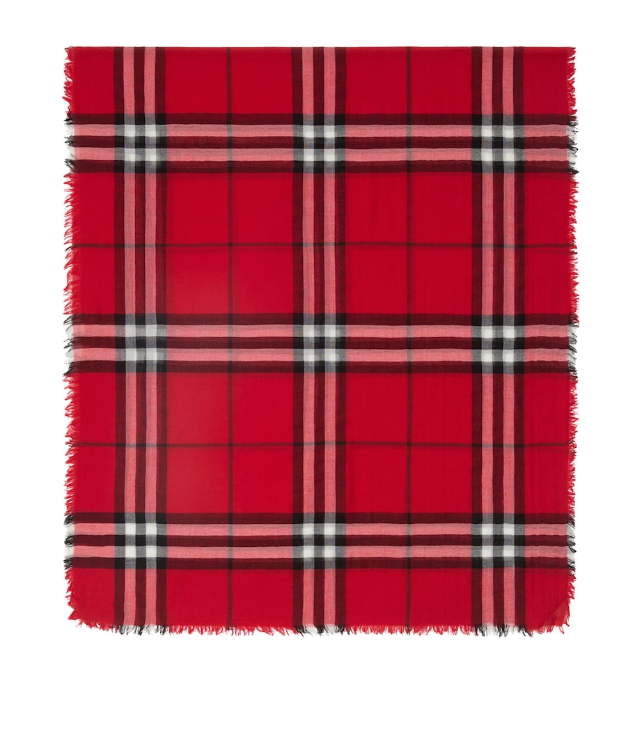 Wool Wide Check Scarf POST RED Image 1