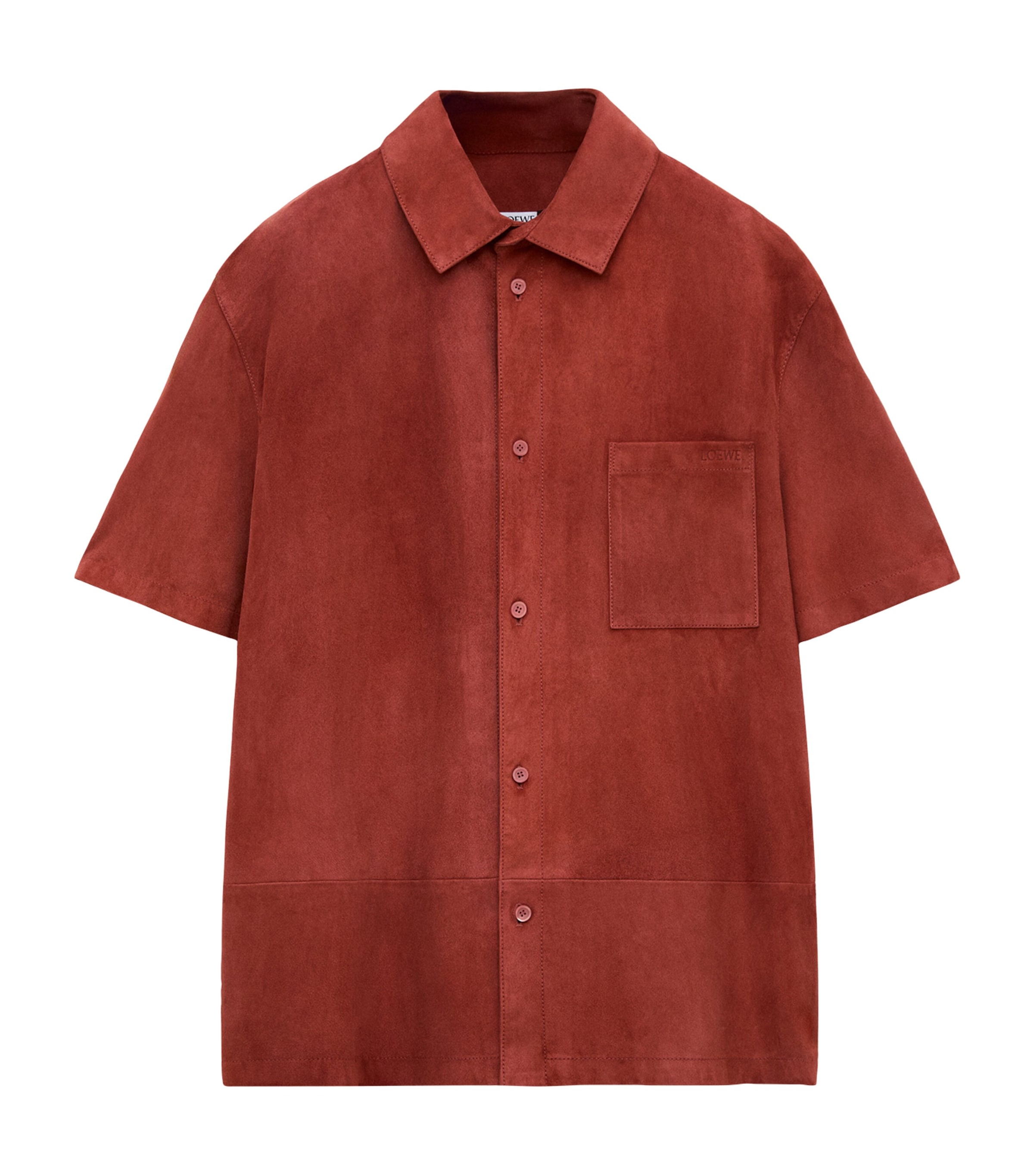 LOEWE Mens x Paula’s Ibiza Suede Anagram Shirt Dark Orange Image 1