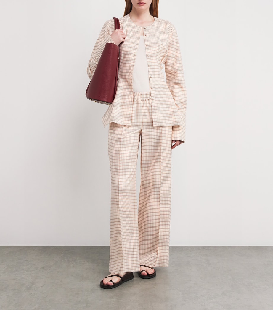 Liberowe Womens Wool-Cotton Poloma Check Trousers Cream Orange Image 2