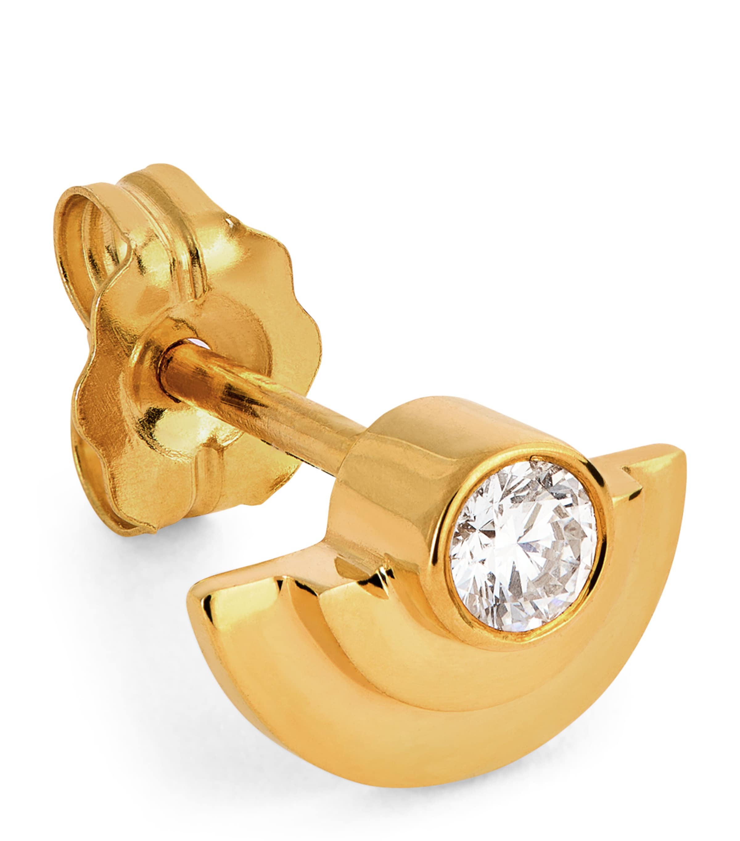 Azlee Yellow Gold and Diamond Staircase Single Stud Earring | Fine Jewellery | Fine Earrings | Stud Earrings | Single Earrings | Designers | Azlee