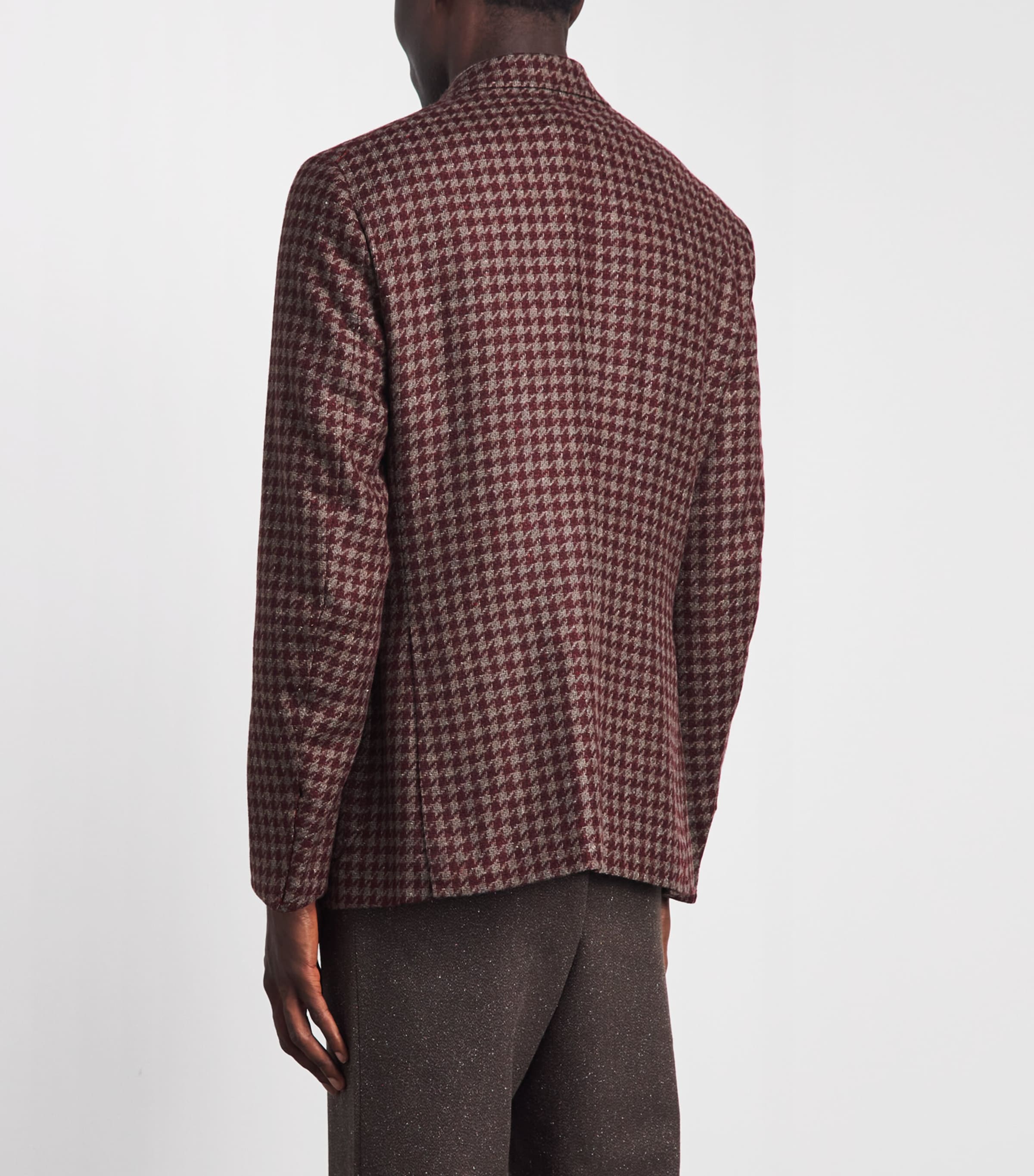 Isaia Mens Wool-Cashmere-Silk Houndstooth Capri Blazer Image 5