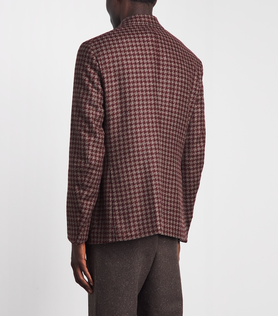 Isaia Mens Wool-Cashmere-Silk Houndstooth Capri Blazer Image 5