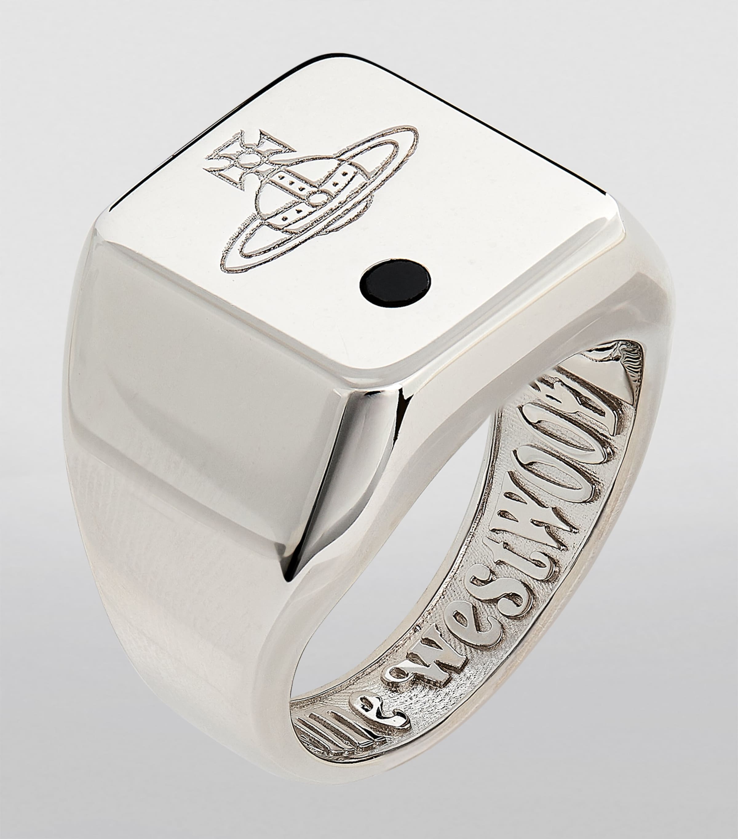 ★人気★【Vivienne Westwood】CARLO RING Carlo Ring in PLATINUM-BLACK-CZ | Vivienne Westwood®
