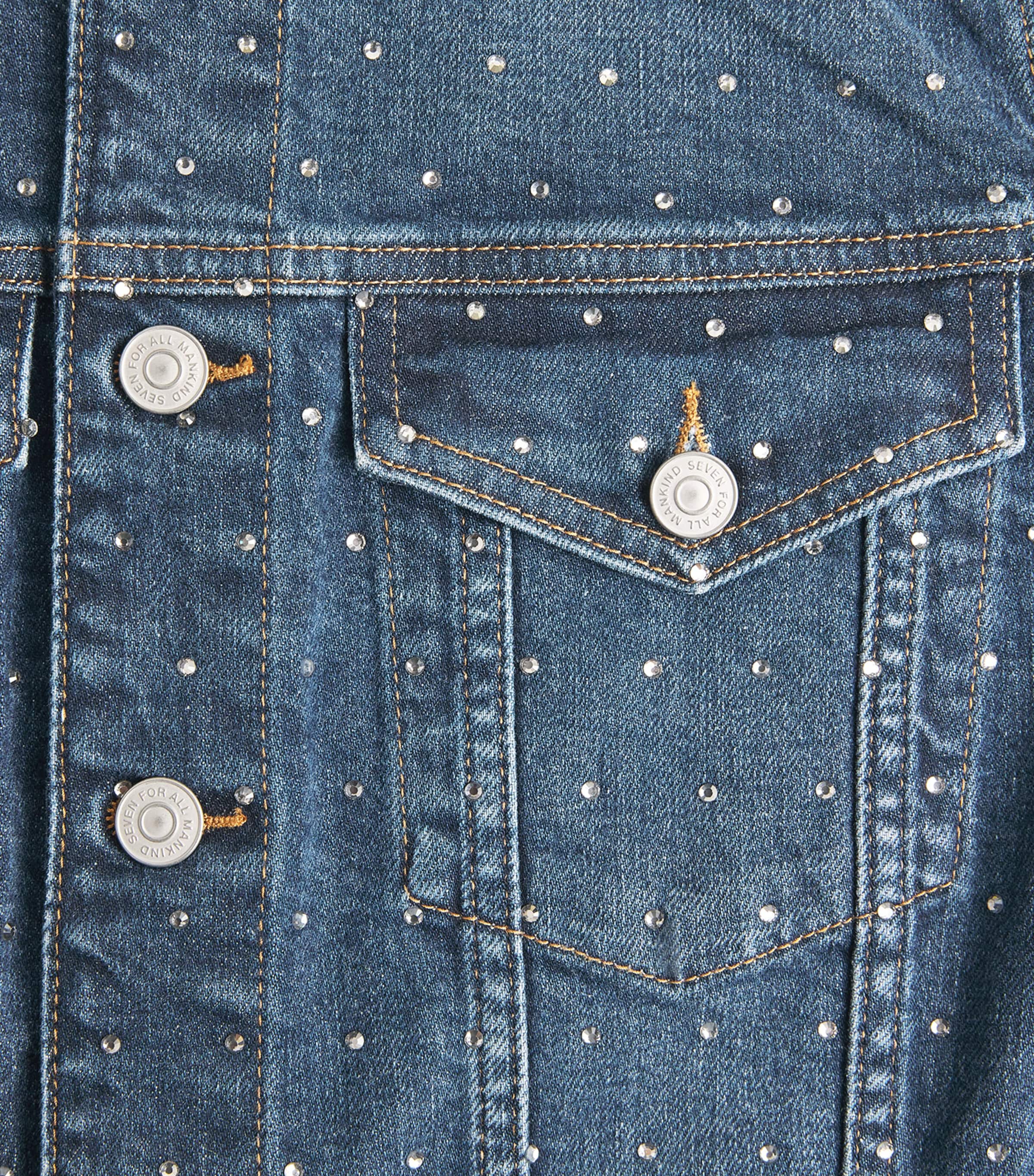 7 For All Mankind Womens Rhinestone Vicky Denim Jacket Radar Image 6