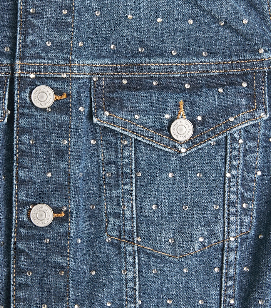 7 For All Mankind Womens Rhinestone Vicky Denim Jacket Radar Image 6