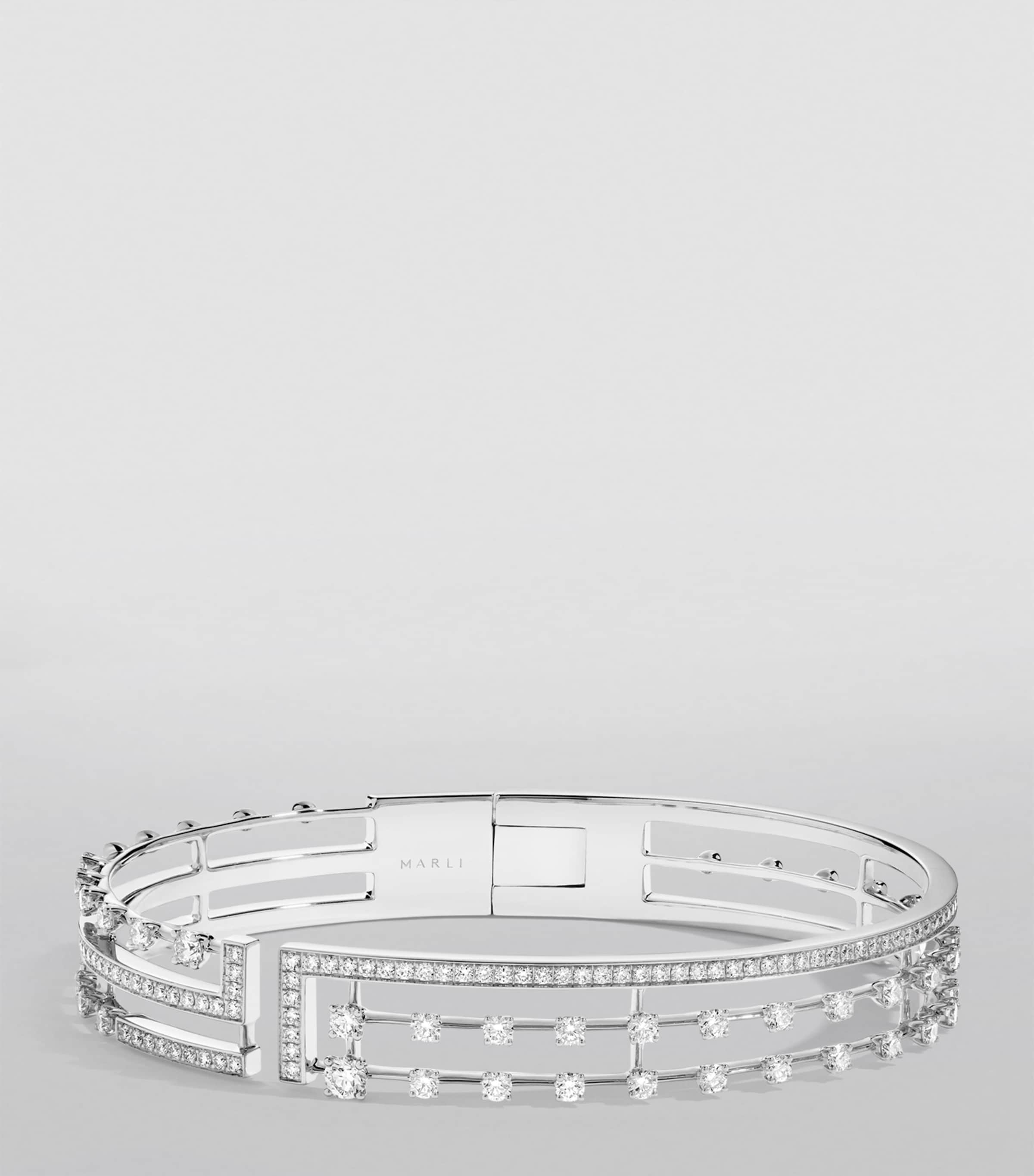 Medium White Gold and Diamond Avenues Bangle WHITE GOLD Image 3