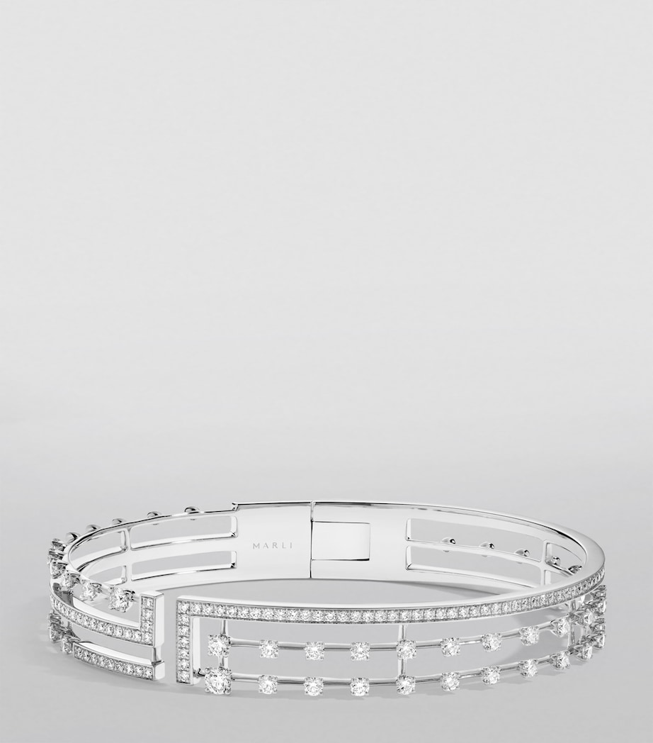 Medium White Gold and Diamond Avenues Bangle WHITE GOLD Image 3