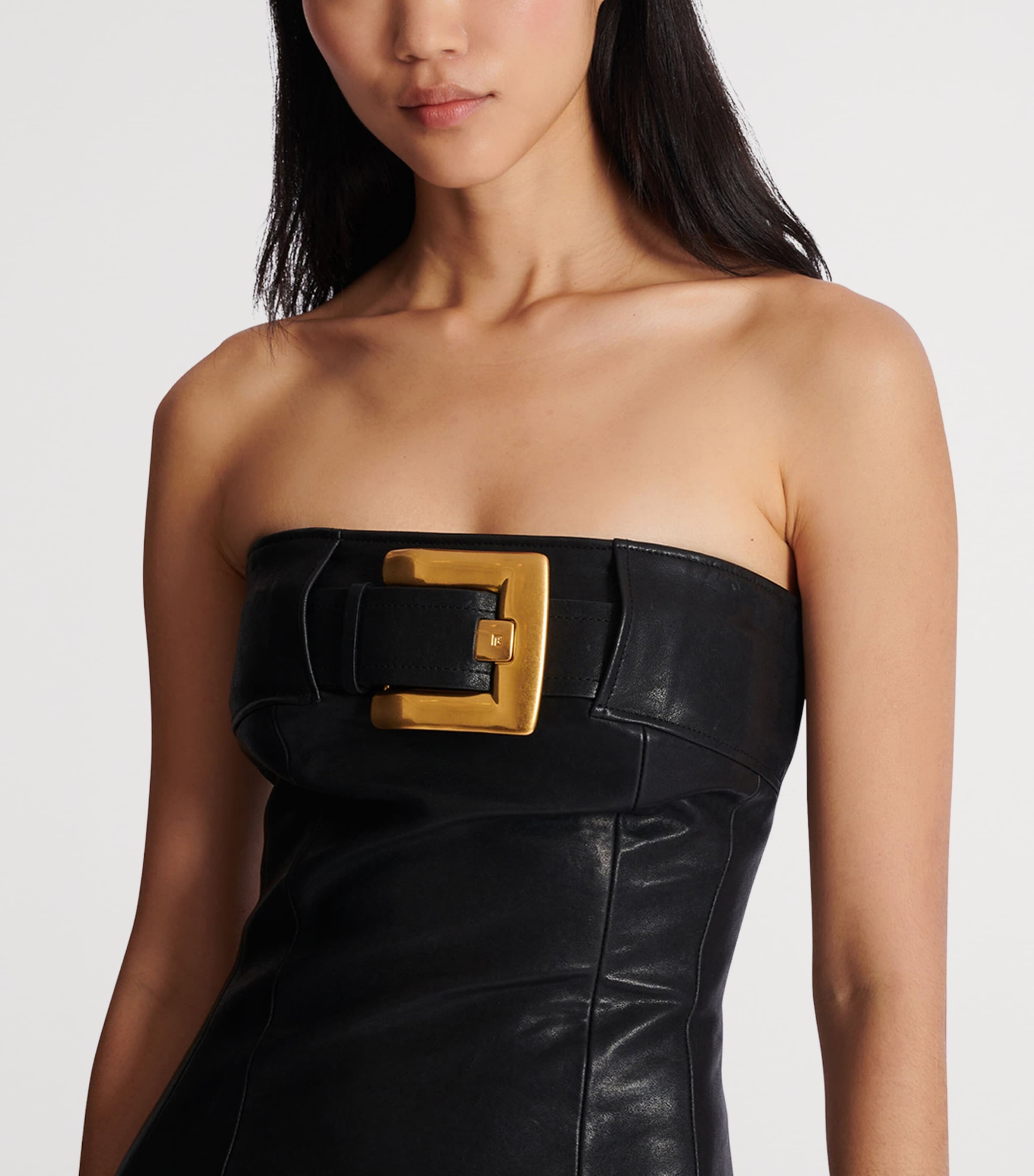 Lambskin Belt-Detail Mini Dress 0PA NOIR Image 5