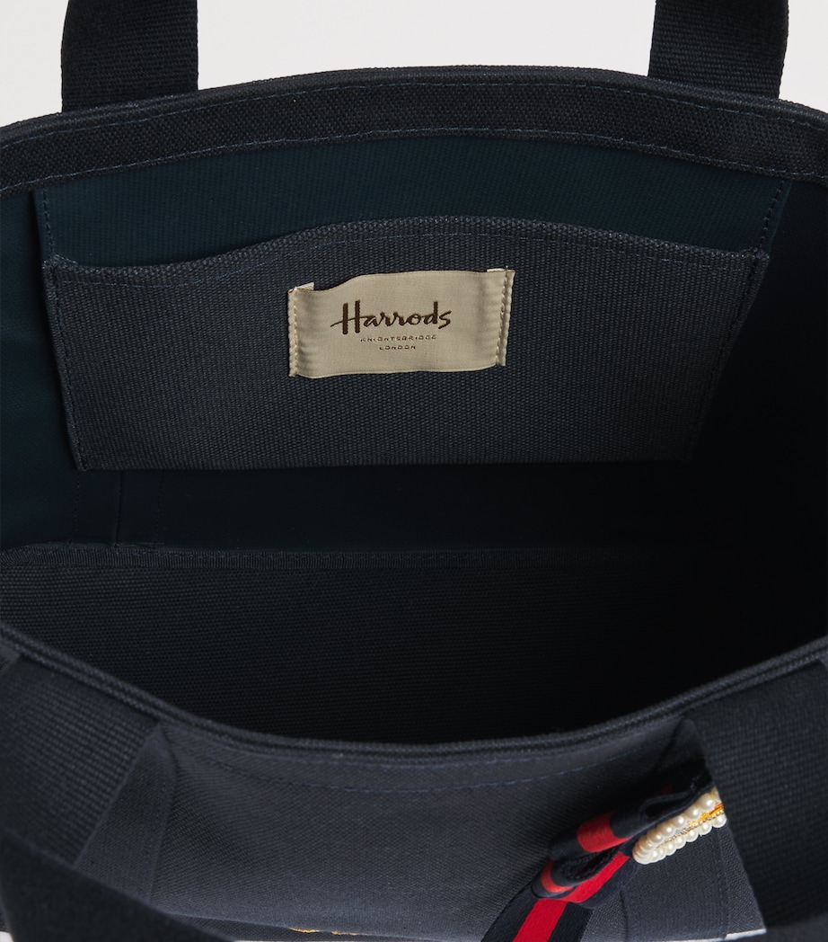 Harrods Small Cotton Canvas British Rosette Tote Bag Navy Image 4