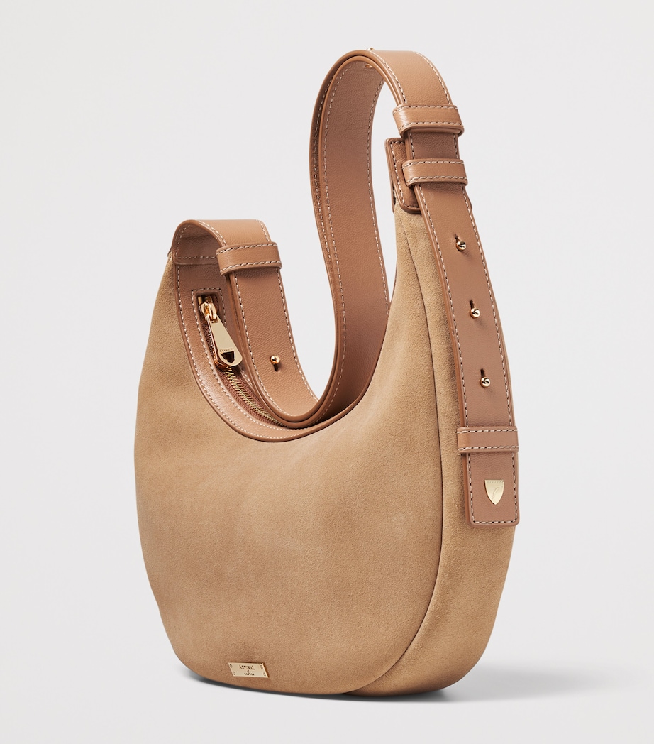 Aspinal Of London Small Leather Soho Crescent Shoulder Bag Naturaltan Image 3