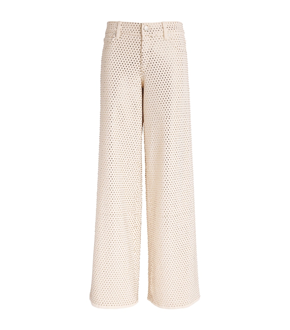 Alice+Olivia Womens Embellished Trish Wide-Leg Jeans Chino Image 1