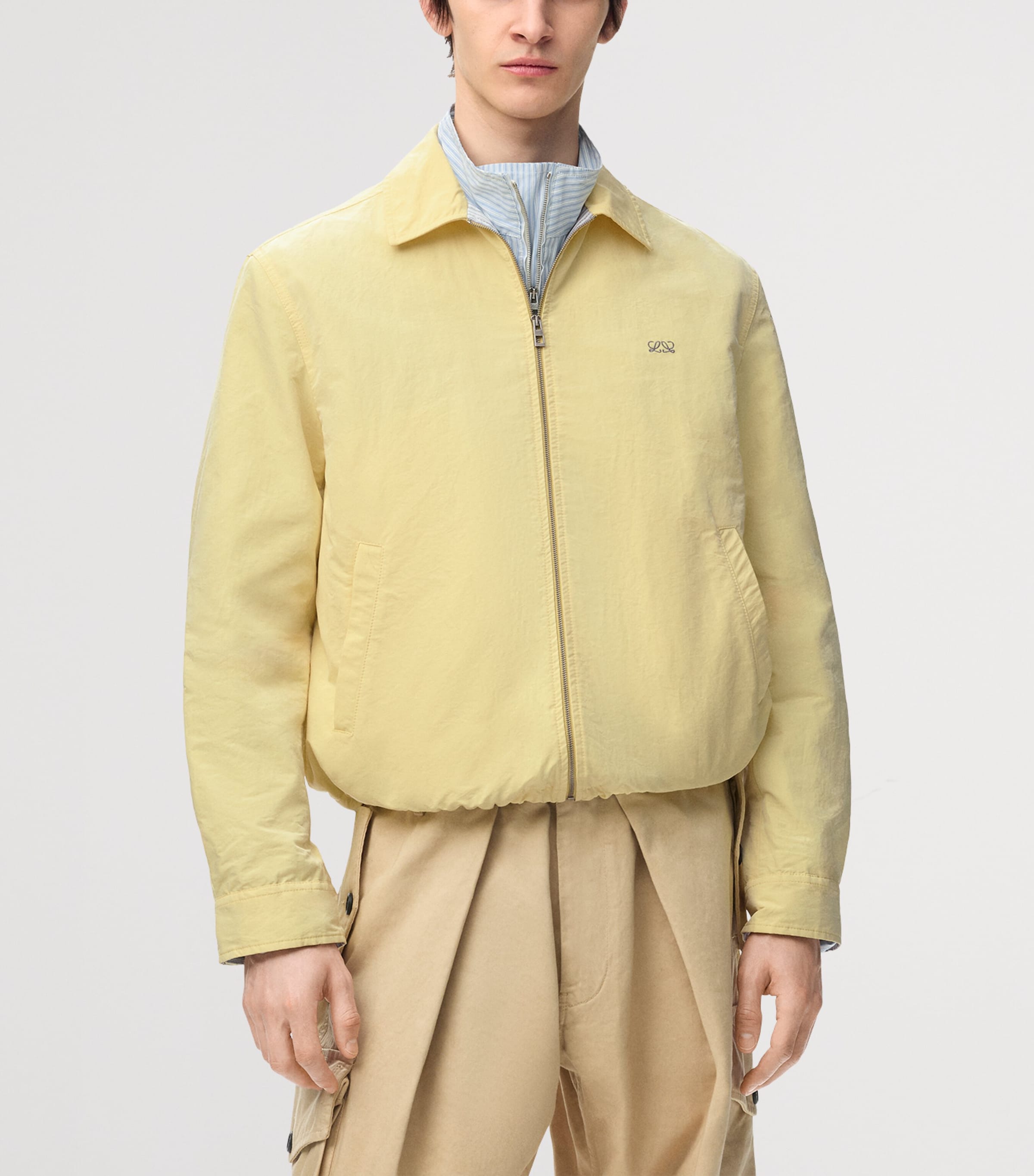LOEWE Mens Canvas Zip-Up Jacket Light Yellow Image 3