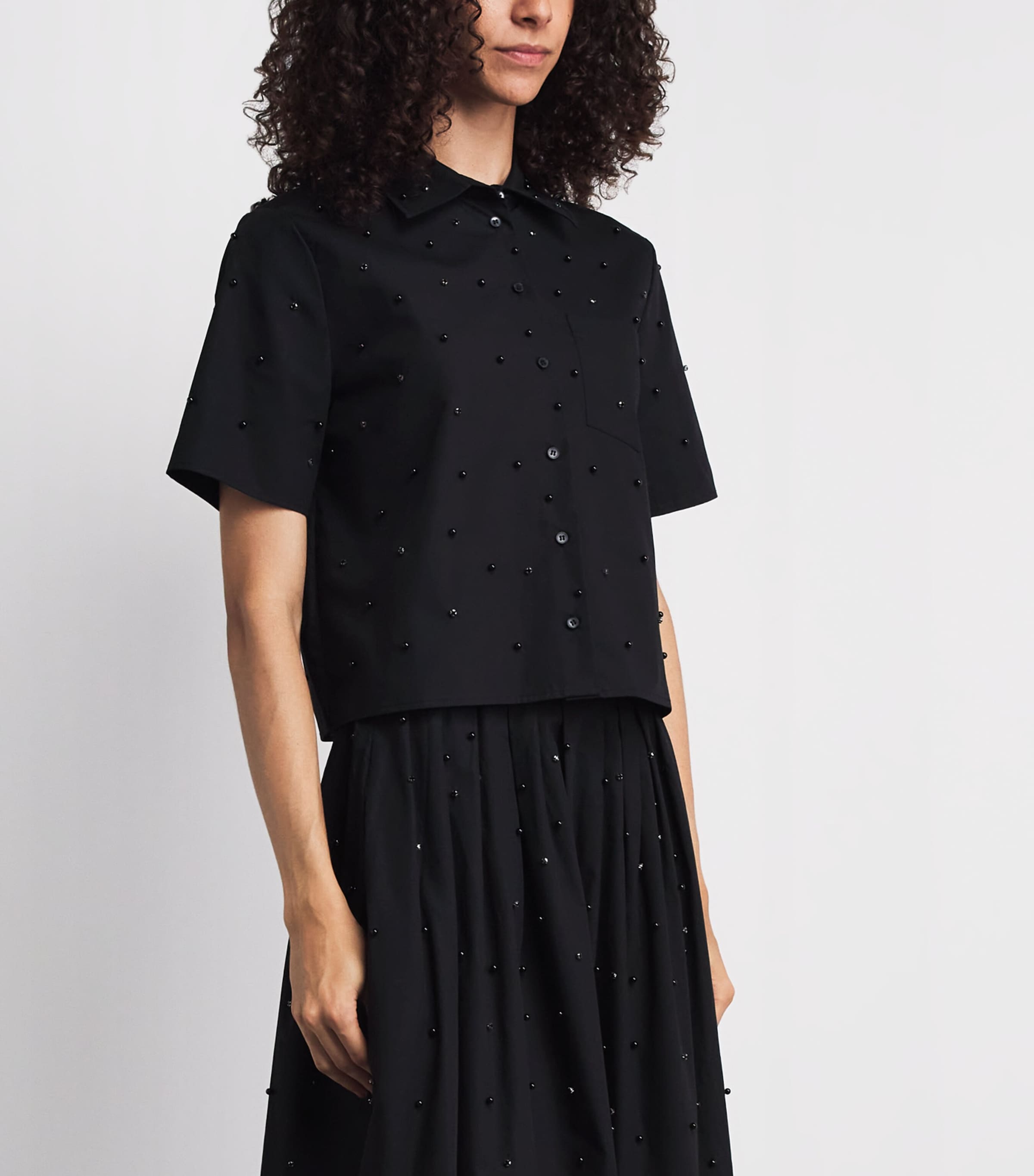 Maje Womens Cotton Embellished Shirt Black Image 4