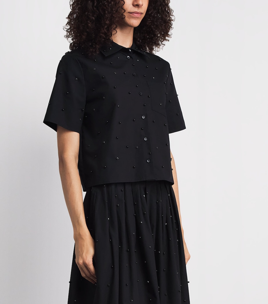 Maje Womens Cotton Embellished Shirt Black Image 4