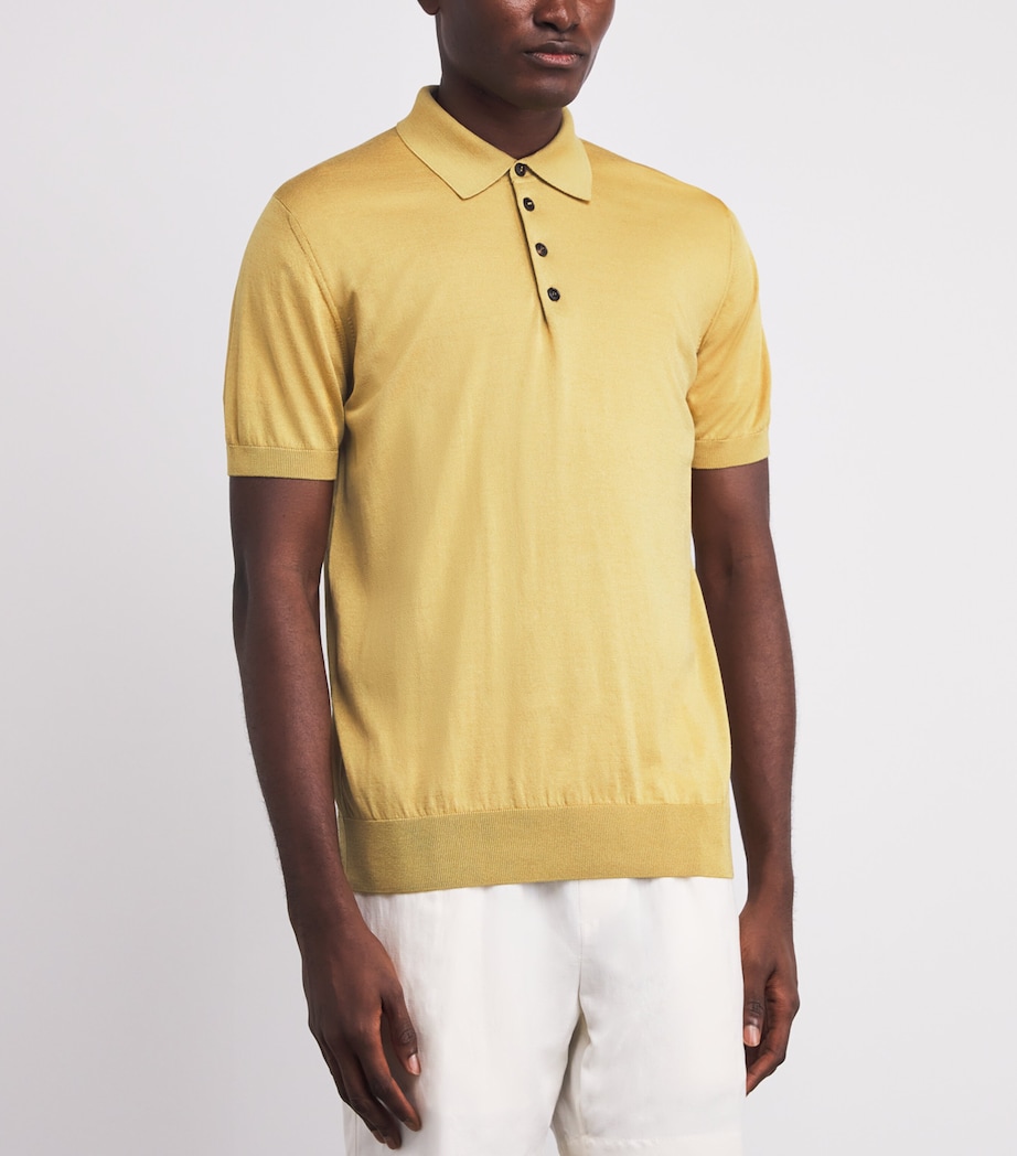 Silk-Cotton Polo Shirt 50 MUSTARD Image 3