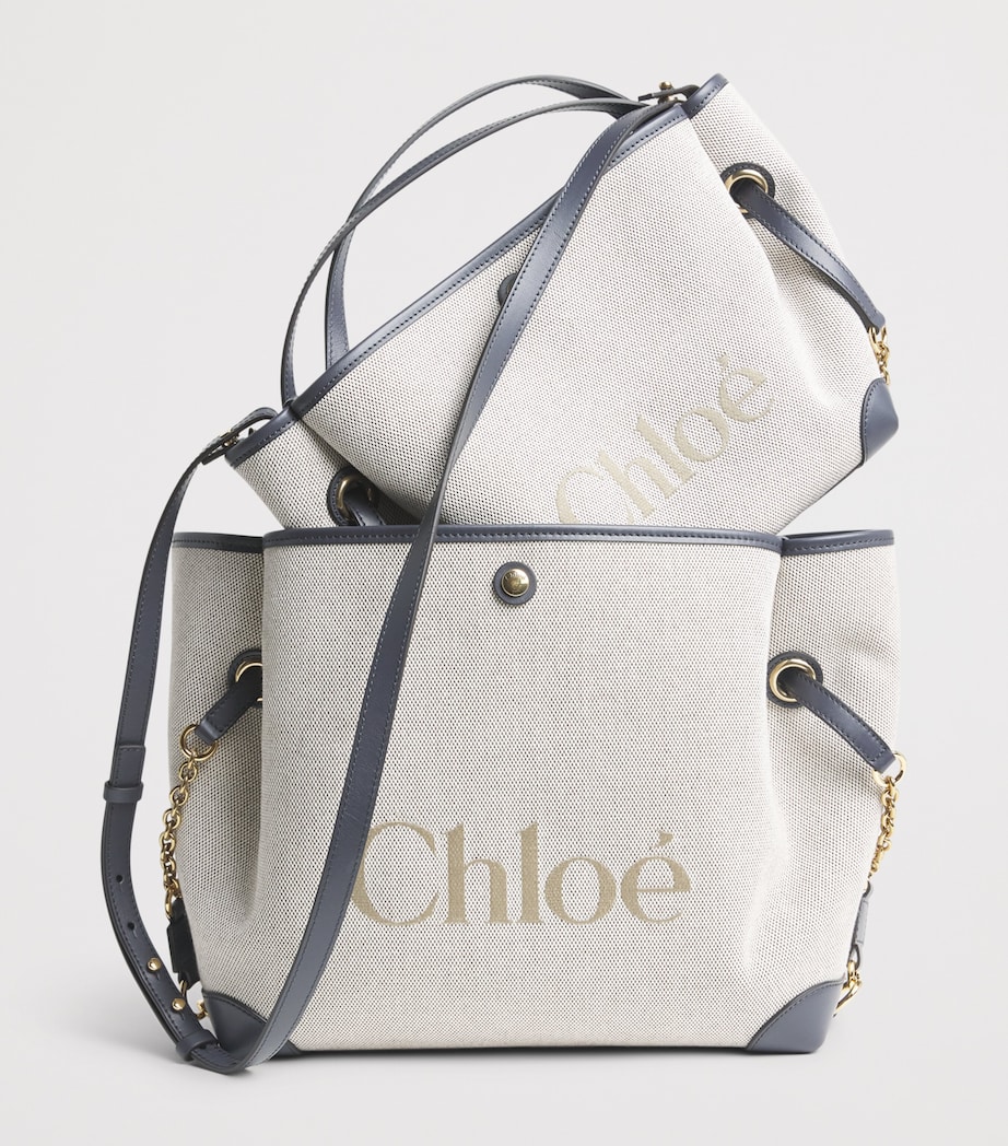 Chloé Canvas Clover Carry Tote Bag Navy Image 3