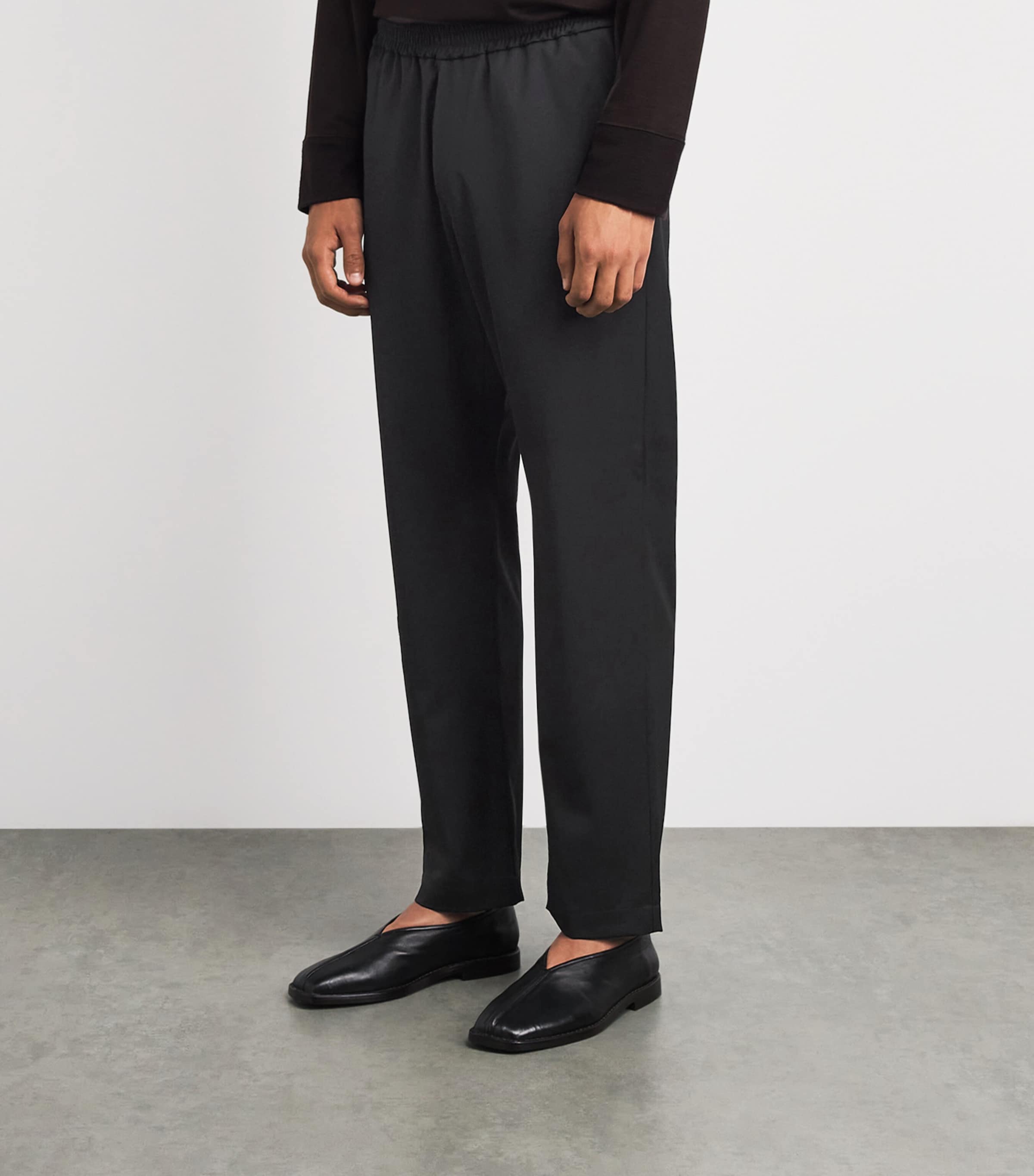 Barena Mens Virgin Wool Drawstring Trousers Nero Image 4