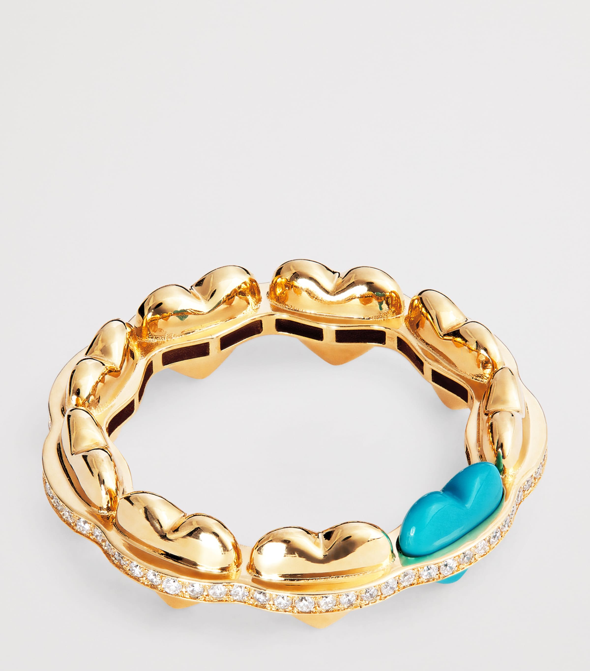Yellow Gold, Diamond and Turquoise N*93 Heart Ring YELLOW GOLD Image 4