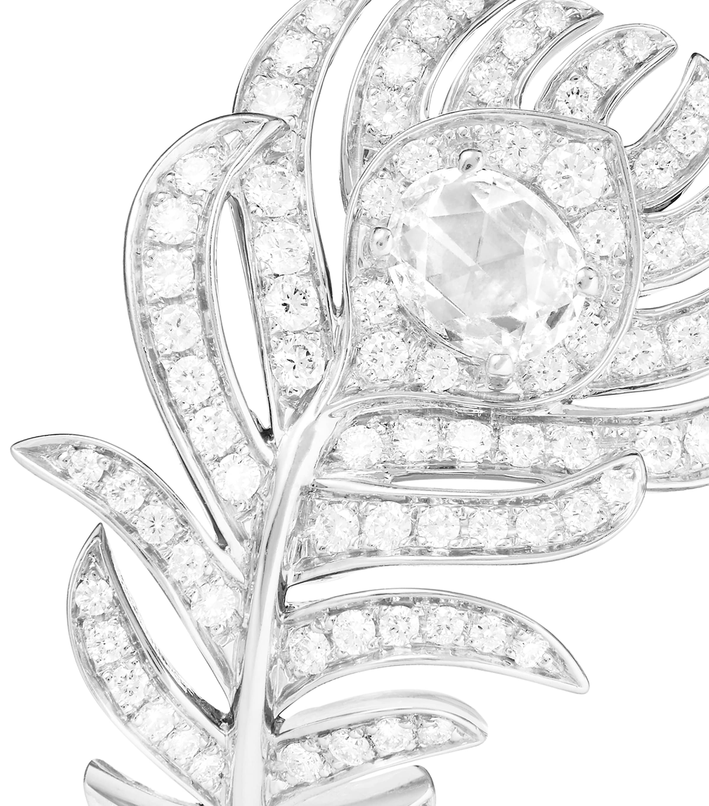 White Gold and Diamond Plume de Paon Ring WHITE GOLD Image 3